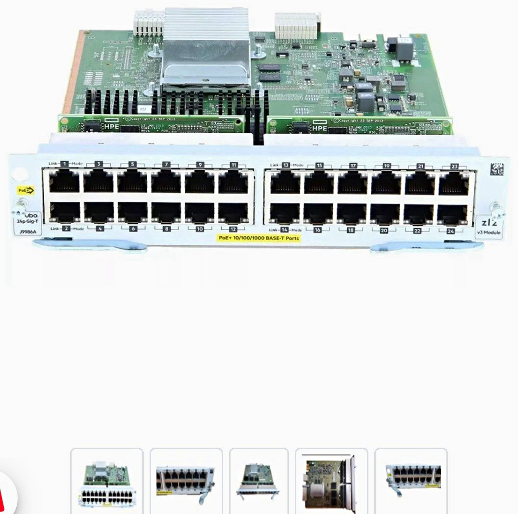 One unit HPE Aruba J9986A 24-Port Gigabit PoE+ v3 zl2 Switch Module RJ-45 .