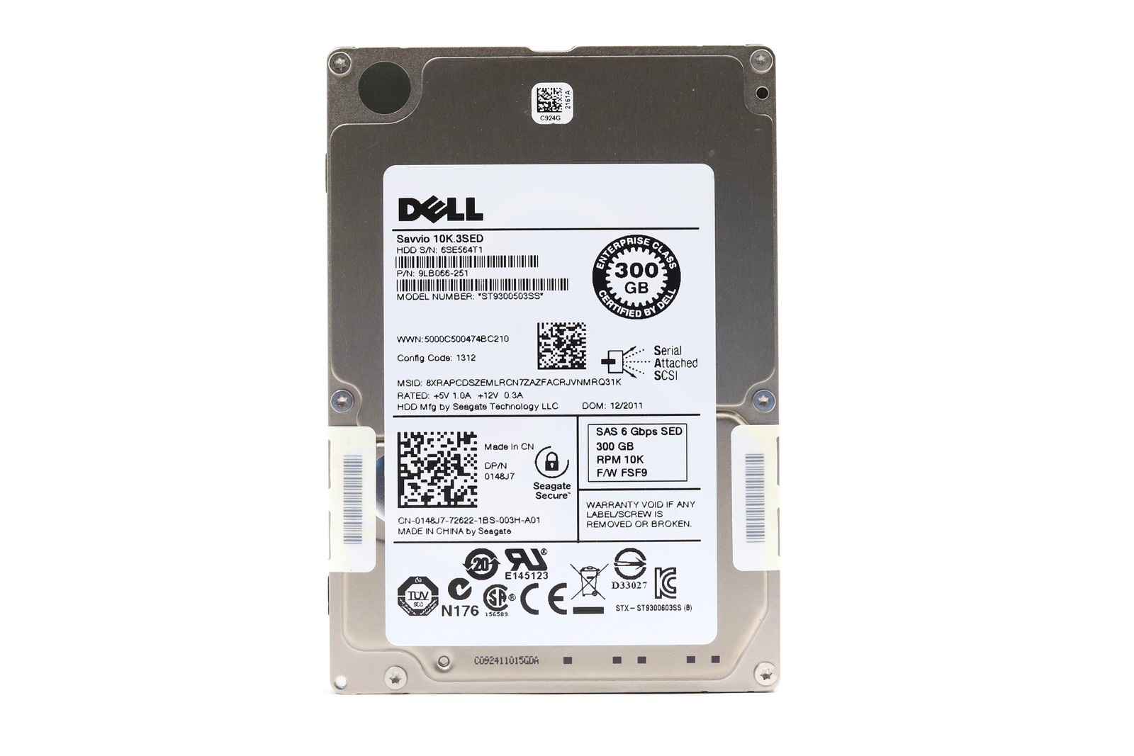 Dell ST9300603SS 300GB 2.5" 6Gb/s 16MB 10K RPM SAS HDD Dell P/N: 0148J7 Tested