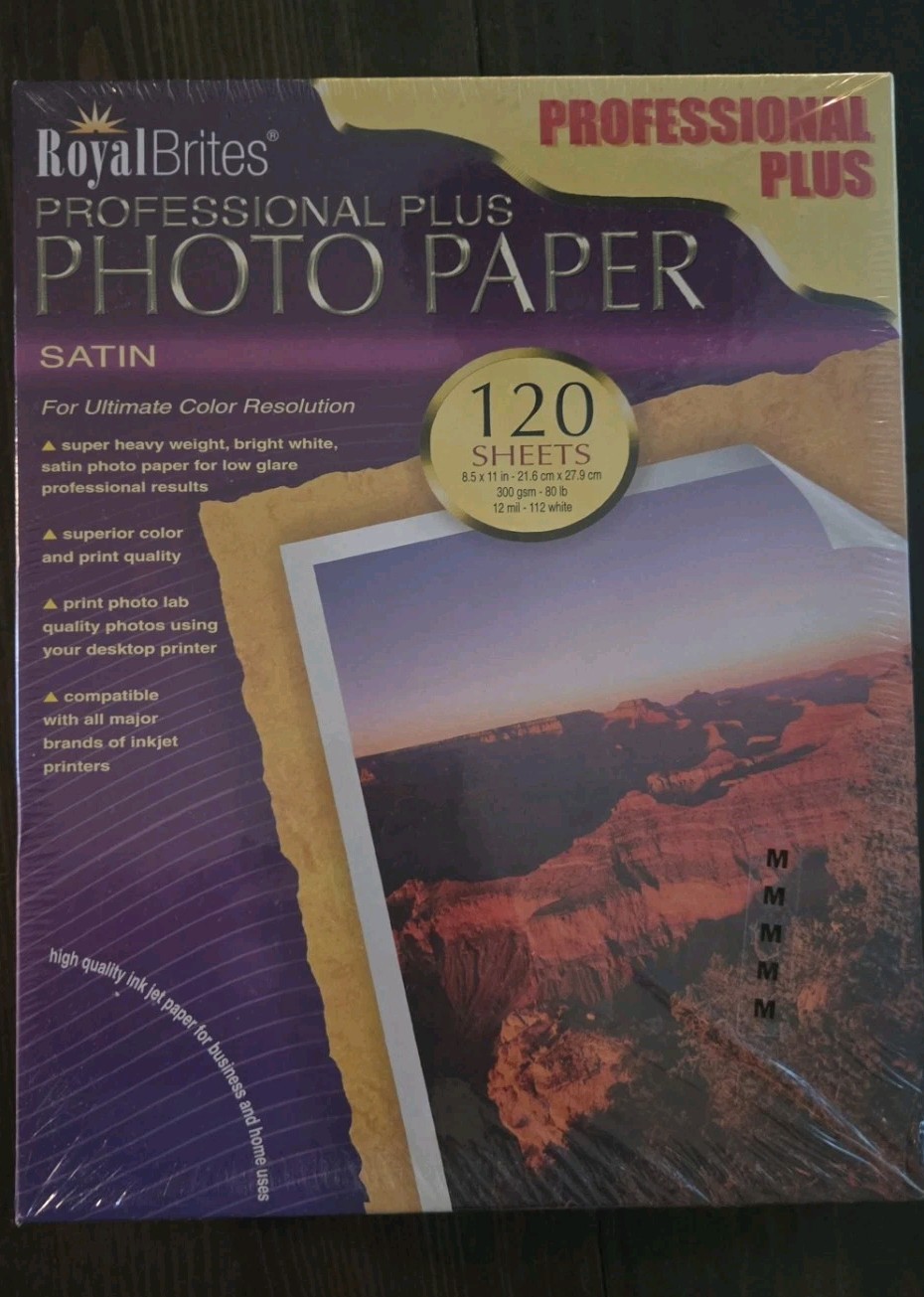 Royal Brites Professional Plus Satin Plus 8.5"X11” 300 gsm Photo Paper 120 Sheet