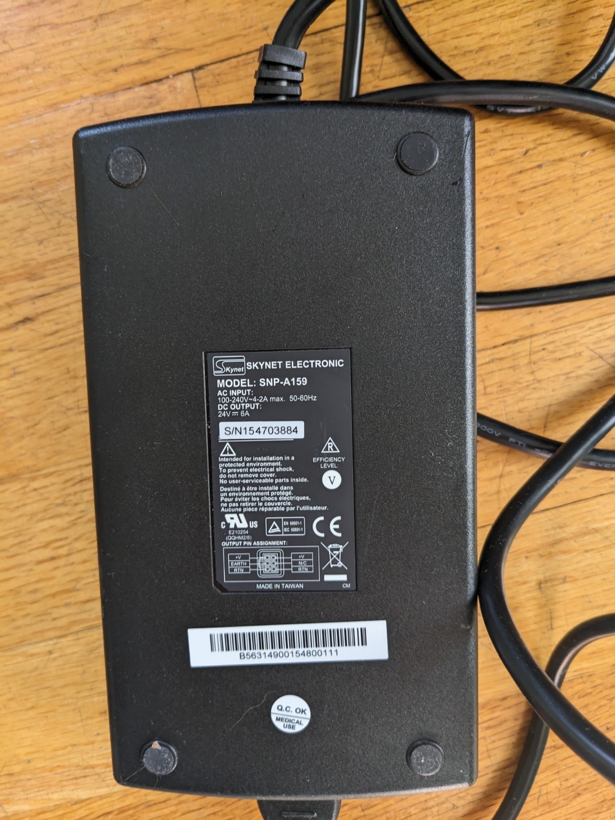 Genuine Skynet SNP-A159 Adapter 24V 6a Power Supply 6 pin square Barco external