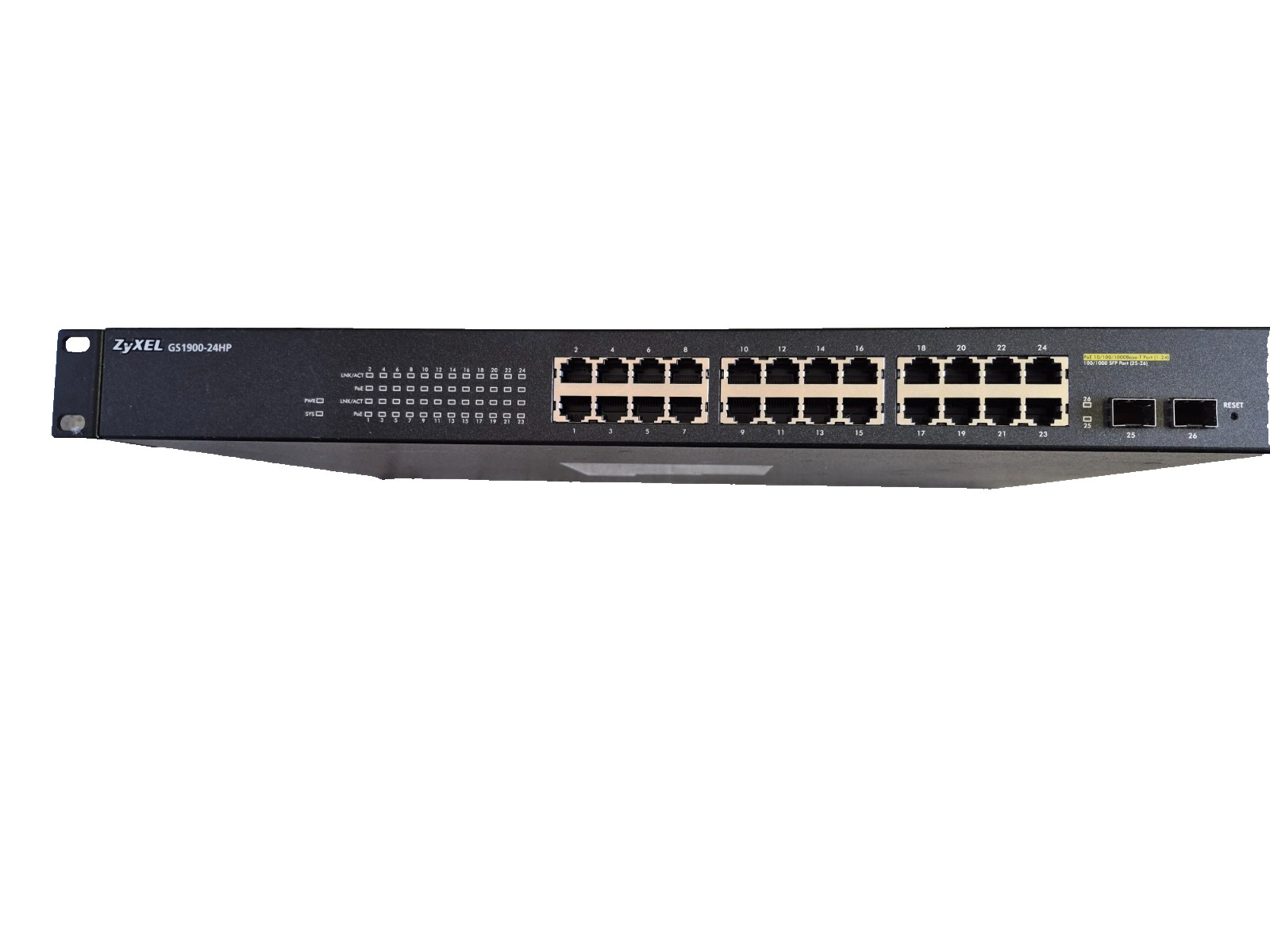 ZYXEL GS1900-24HP Smart Managed Switch 24 port PoE w/2 SFP ports, tested
