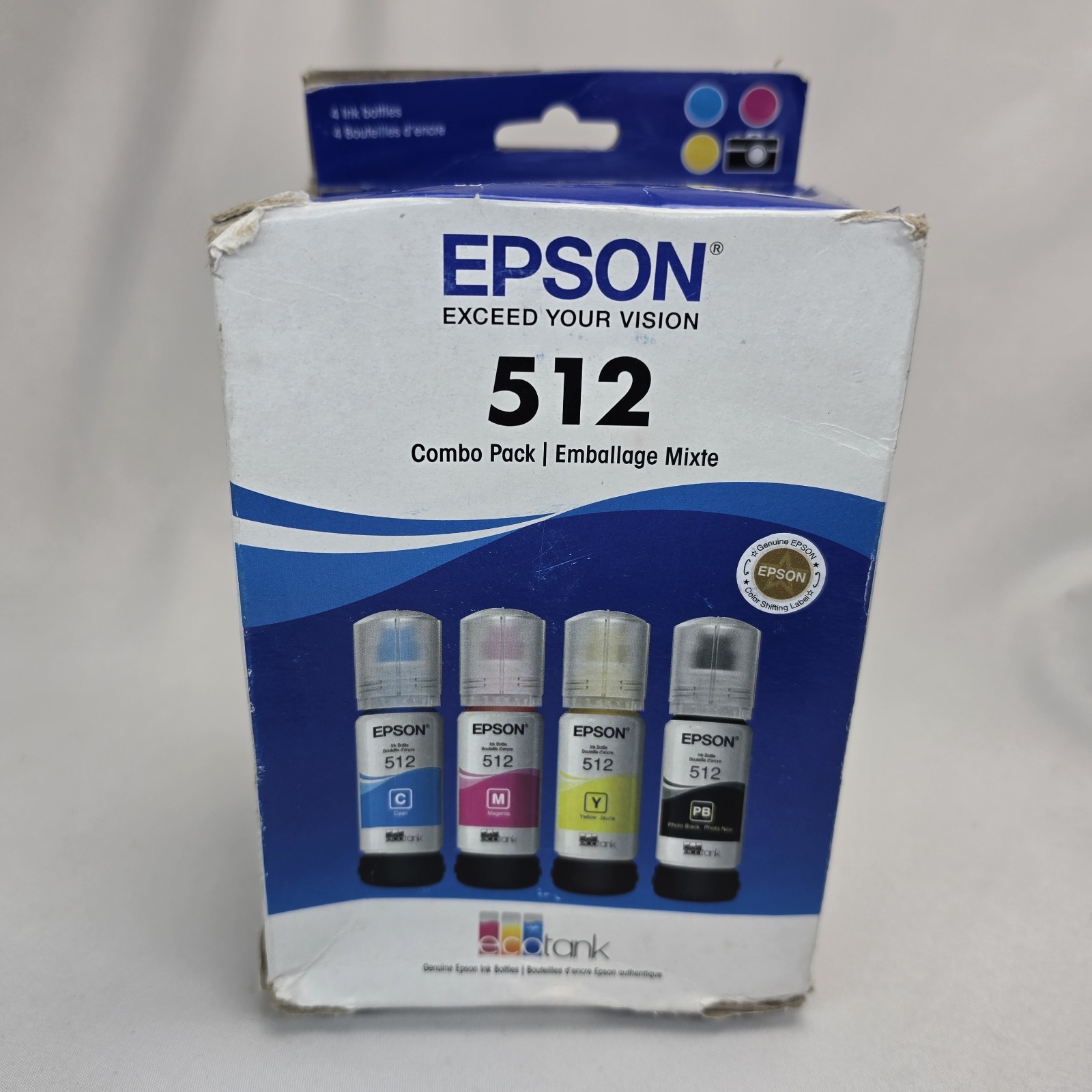 Epson Genuine 512 Ecotank Ink 4 Pack Photo Black Yellow Magenta Cyan New Unused