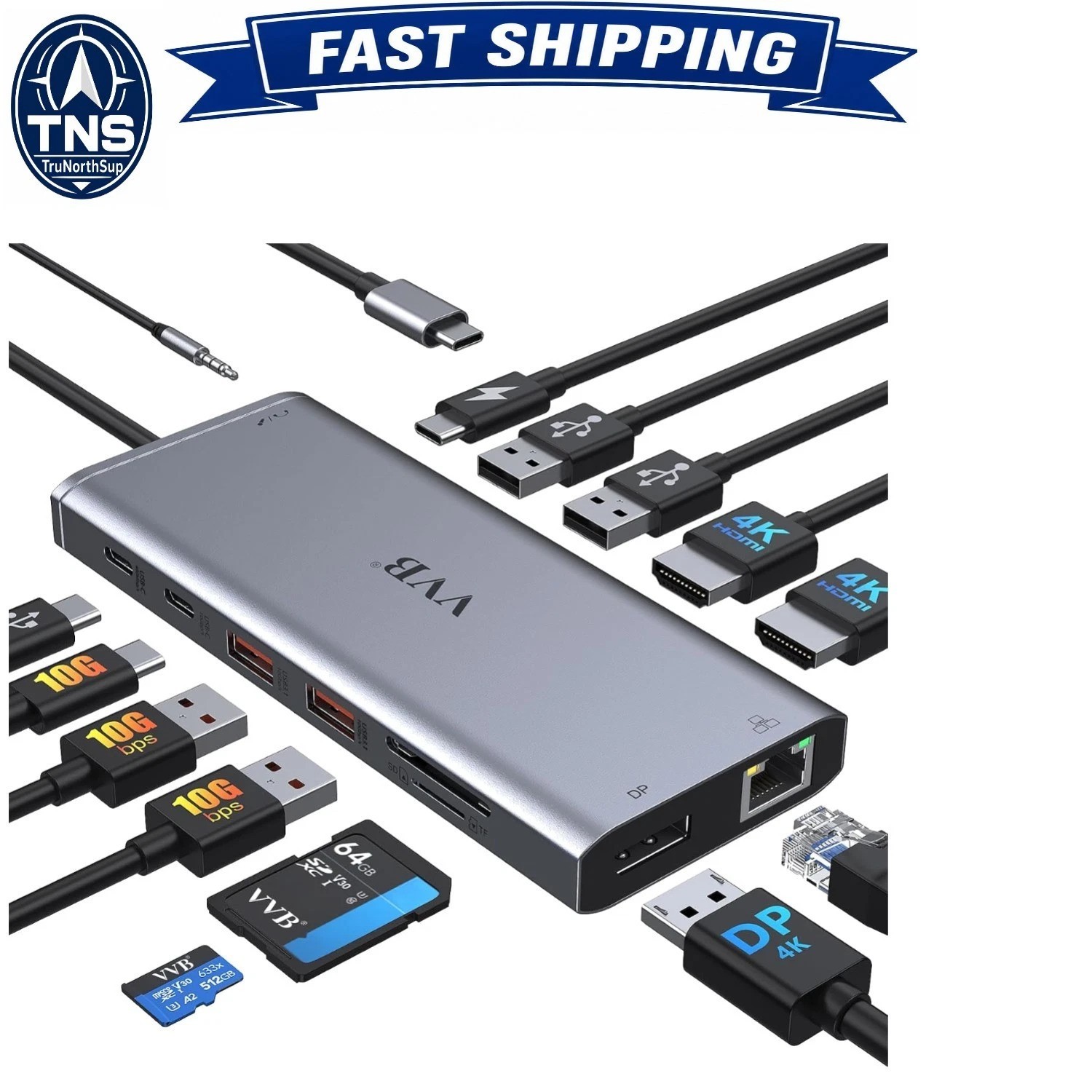 USB C Docking Station 14-in-1 Dual 4K HDMI DisplayPort Ethernet USB-C Hub for...
