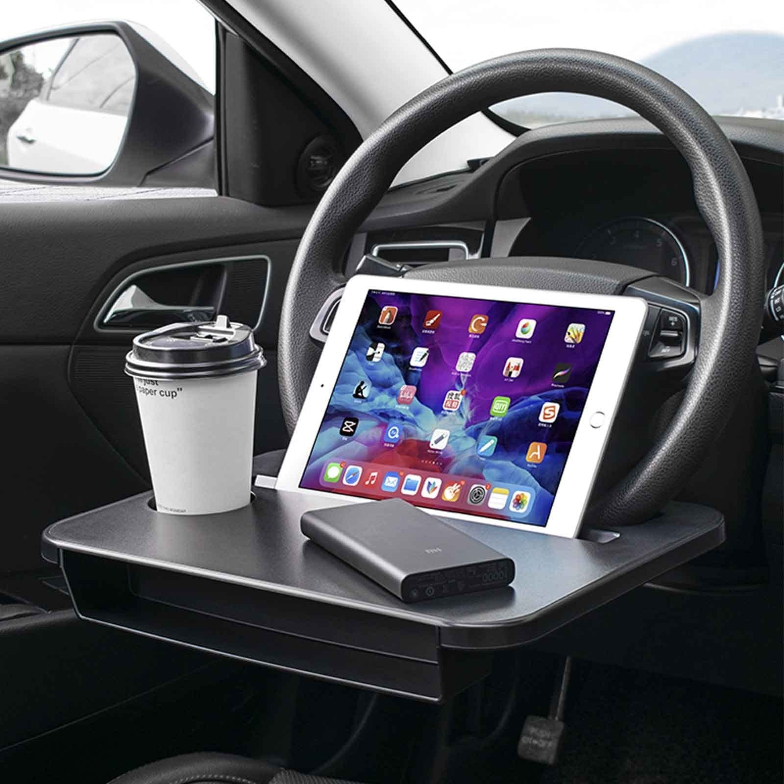 Multipurpose Steering Wheel Tray - Car Food & Drink Holder, Laptop Desk, Fits Mo
