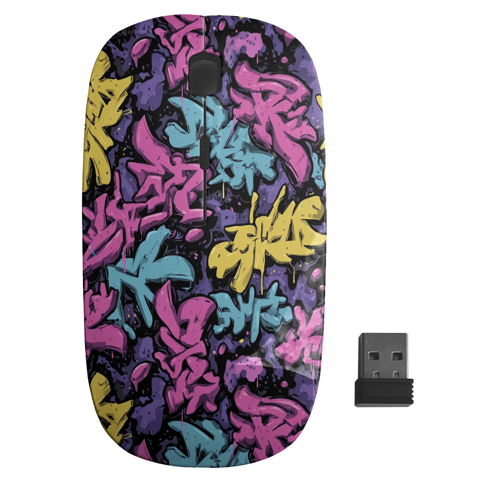 Graffiti Lettering Pink Pattern, Optical Wireless Mouse, Desktop Laptop Mice