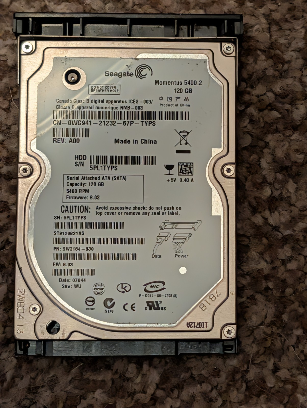 Seagate Momentus 5400.2 120 GB,Internal,5400 RPM,2.5" (ST9120821AS) HDD