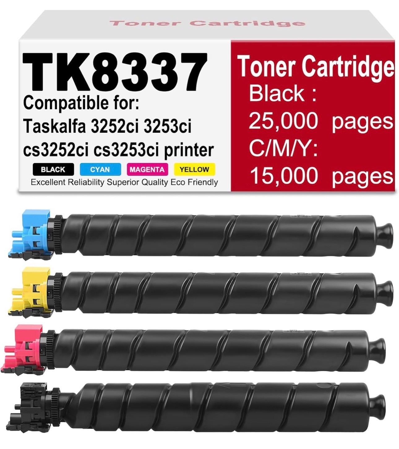 TK-8337 Toner Cartridge for Taskalfa 3252ci/3253ci/CS3252ci/CS3253ci 4 Pack BCMY