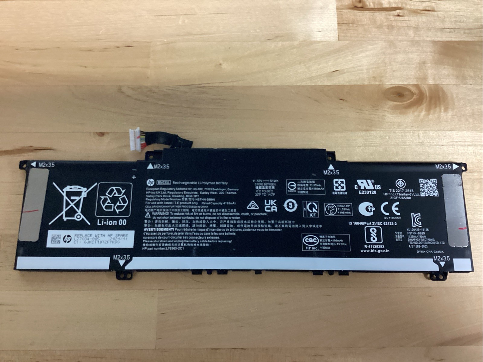 HP BN03XL Rechargeable Li Polymer Battery 11.55V 4195mAh Laptop Replacement