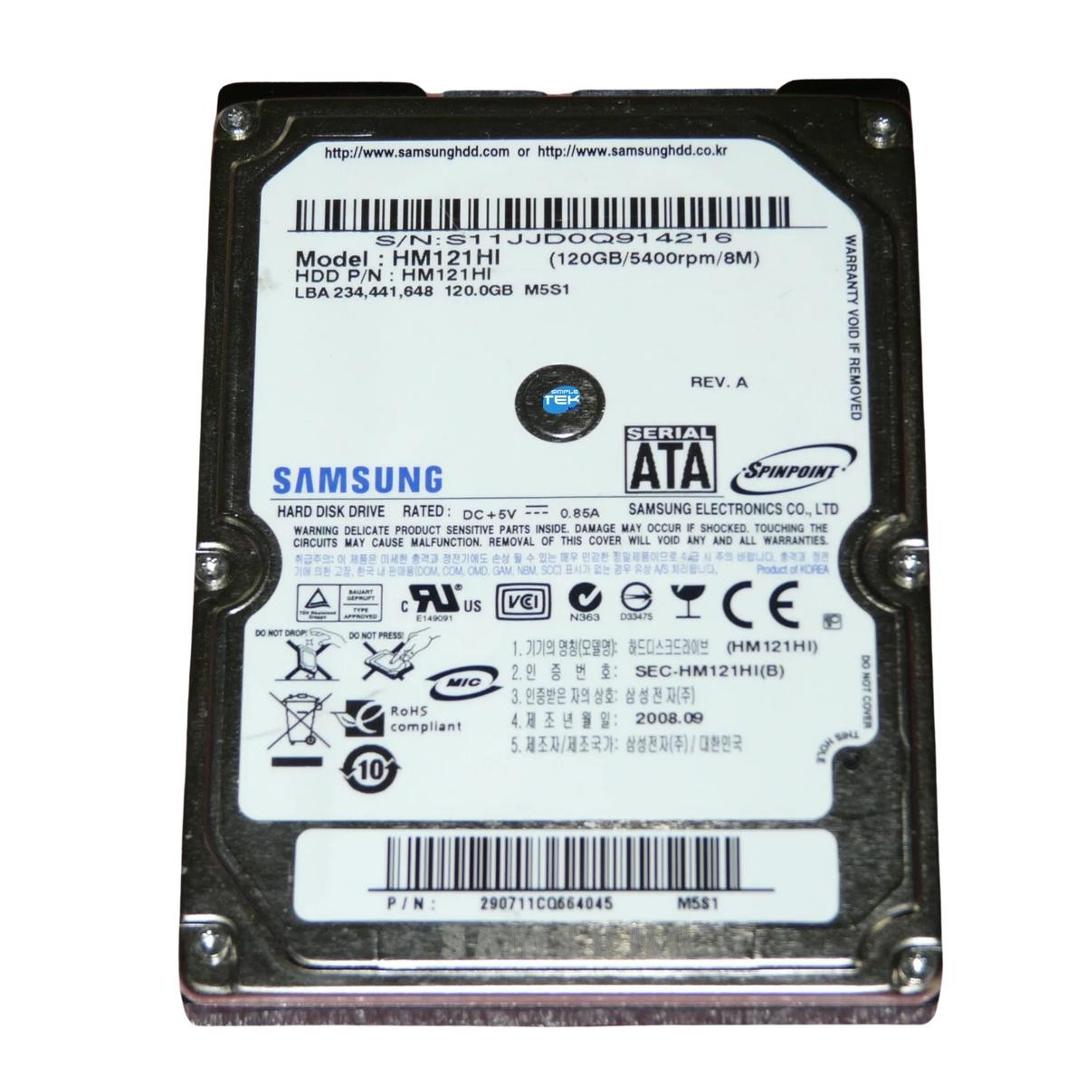 Samsung Spinpoint M5S HM121HI 120GB 2.5" SATA 5400RPM Internal HDD