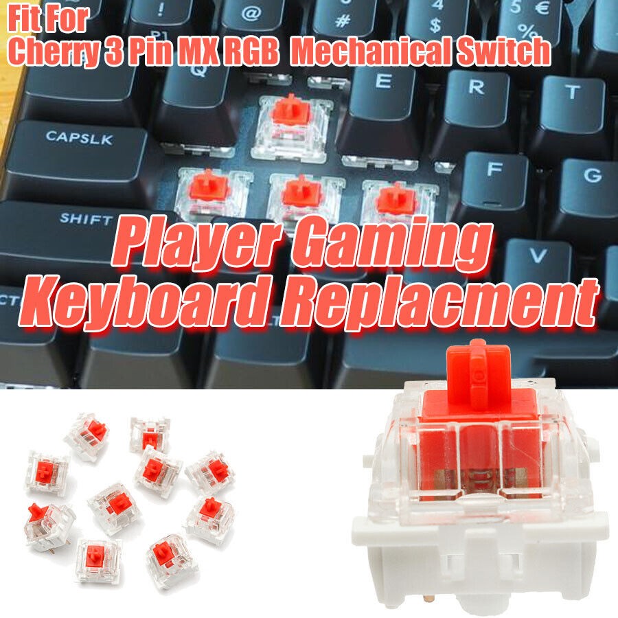 10pcs-100Pcs Red 3 Pin RGB Replacement for Cherry MX Mechanical Switch Keyboard