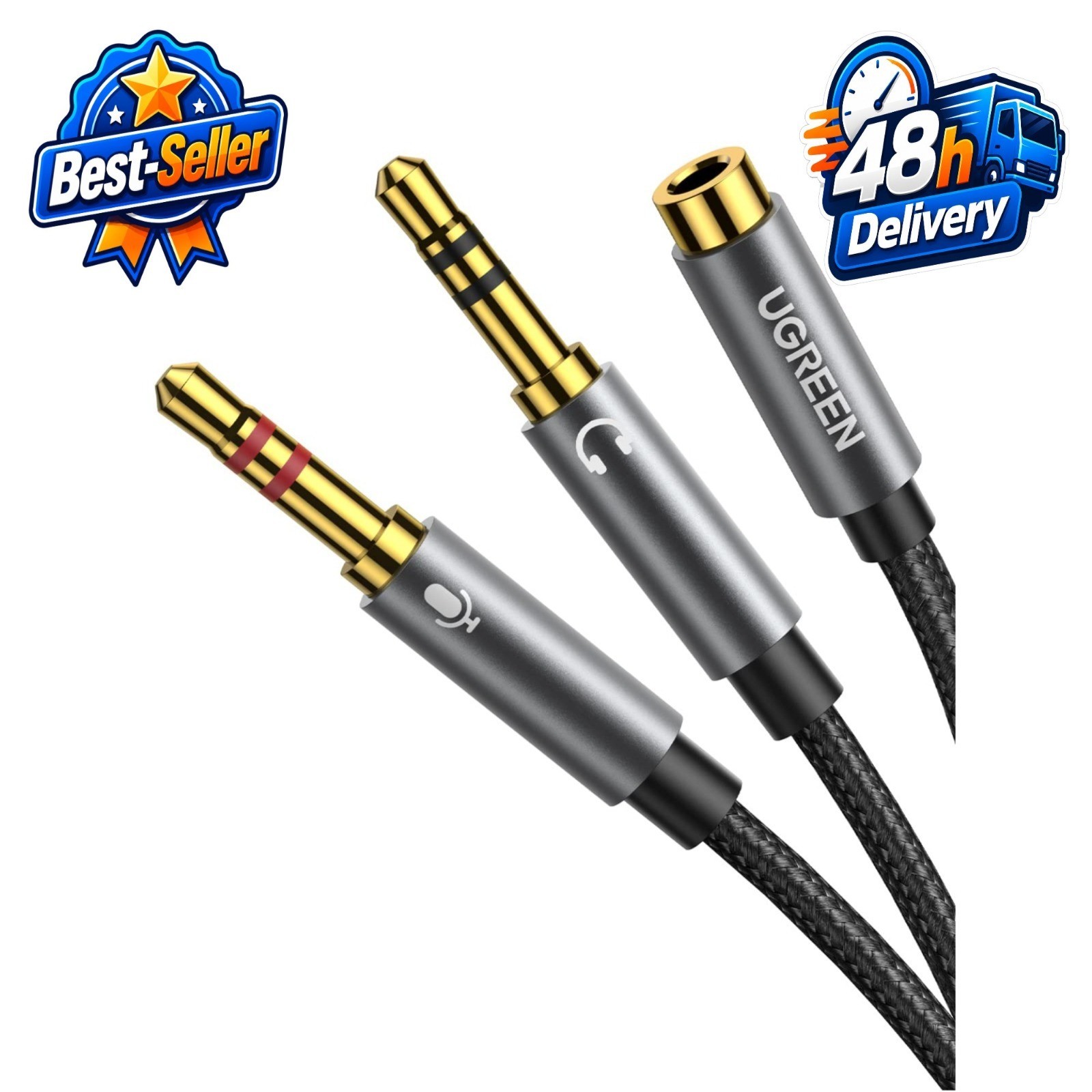 UGREEN Headphone Splitter 3.5mm Female to Dual 3.5mm Male Adapter