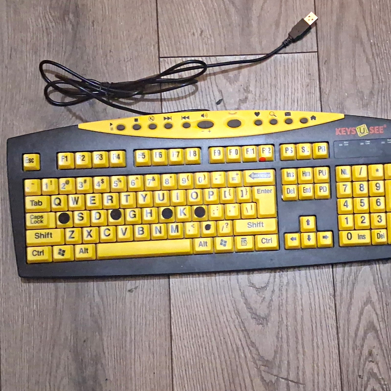 Keys U See KSB-101 Wired USB Keyboard w/ Multimedia, English QWERTY Yellow/Black