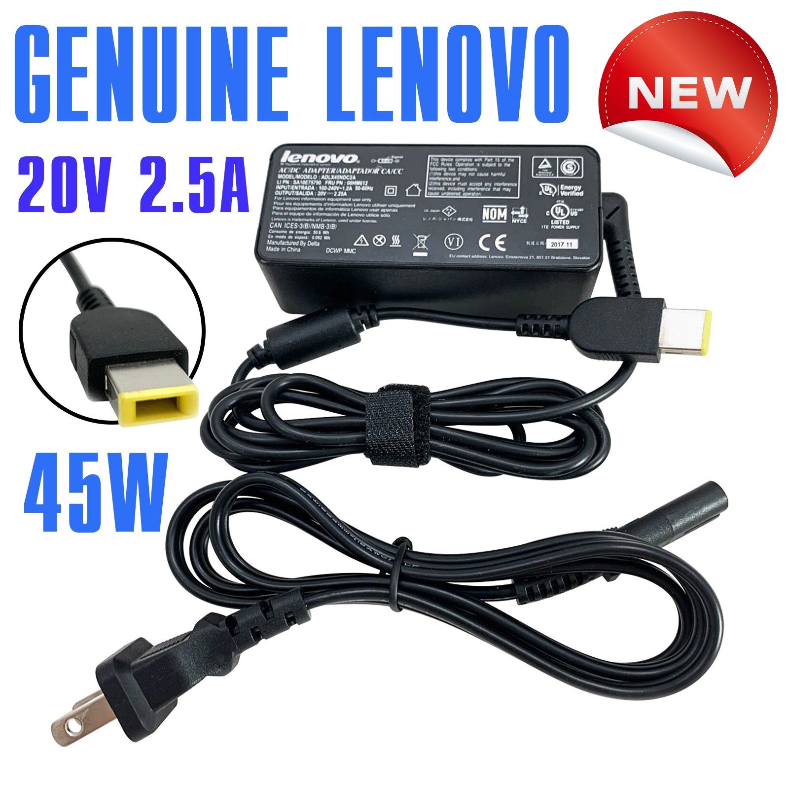 NEW Genuine Lenovo ADLX45NDC2A AC/DC Power Supply Adapter 20V 2.25A 45W