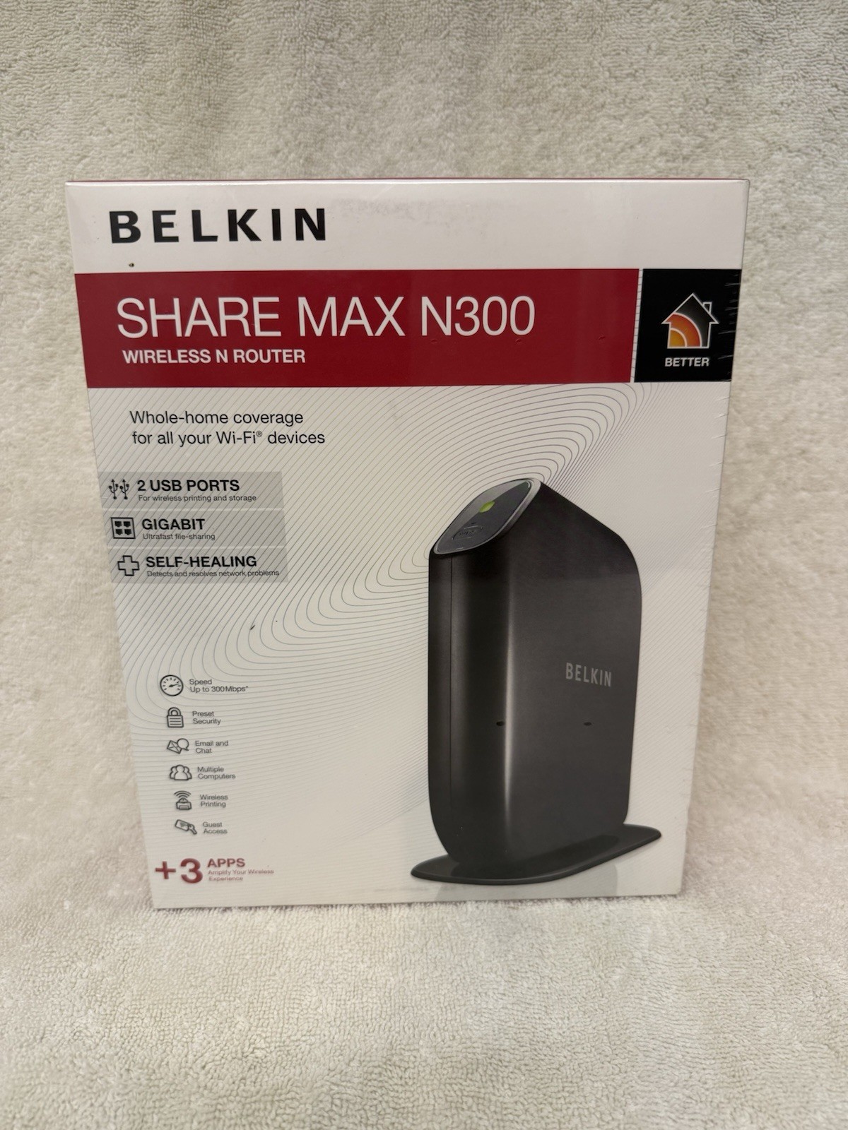 Belkin Share N300 300 Mbps 4-Port 100/1000 Wireless N Router New in Box Sealed