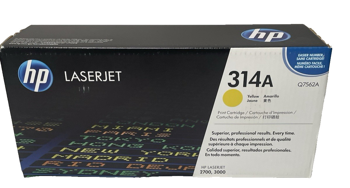 HP 314A Q7562A Yellow Genuine OEM LaserJet Toner Cartridge Sealed New