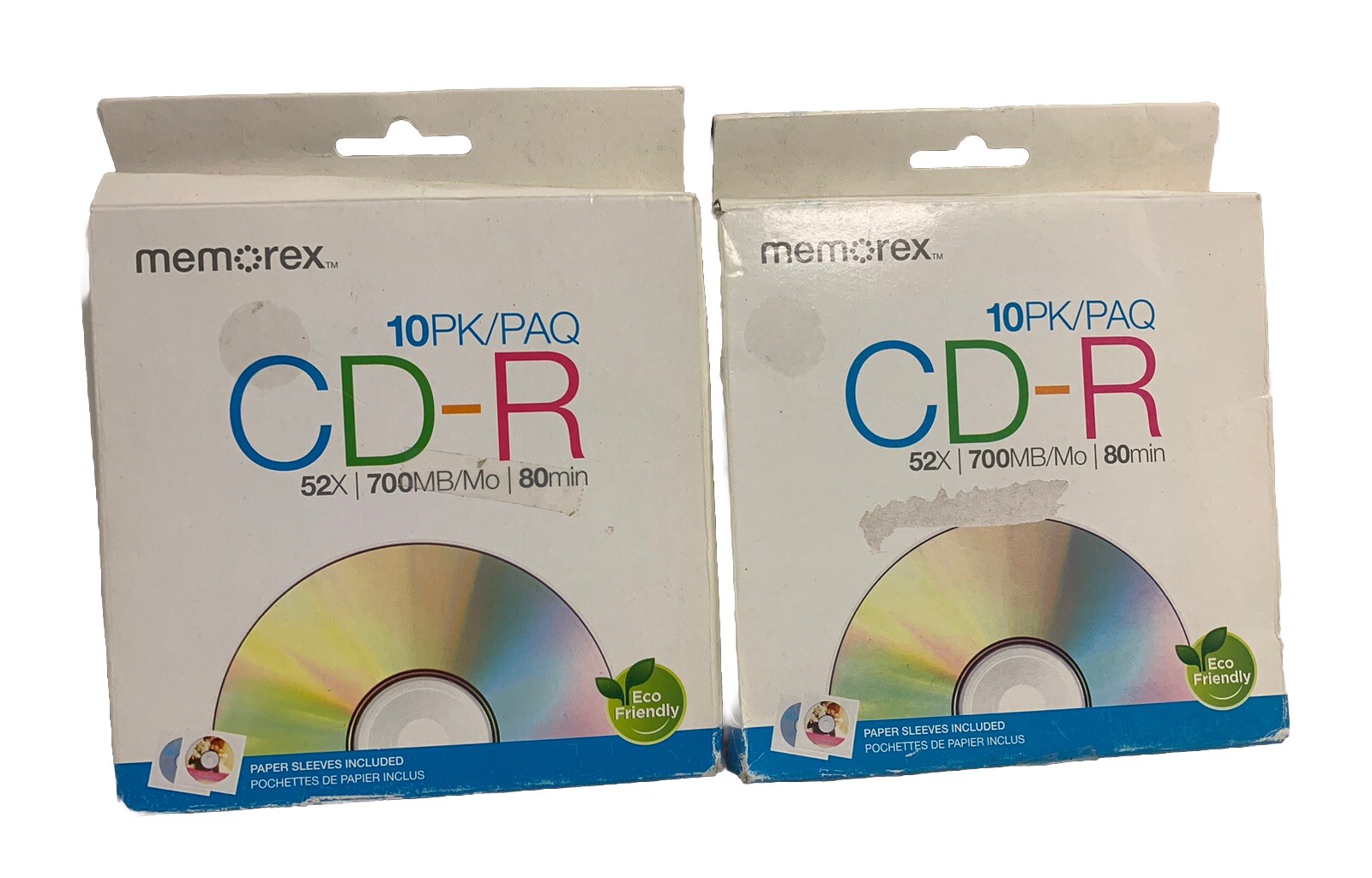 LOT of 2 (10pk) Memorex 10PK CD-R 52X 700 MB 80min Recordable Eco Friendly NIB