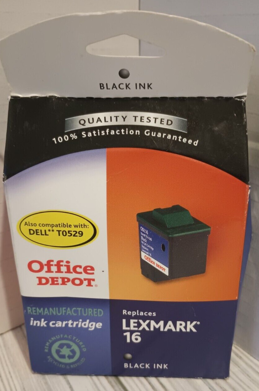 Office Depot L16 (Lexmark 16) Remanufactured Black Ink Cartridge, ODL16