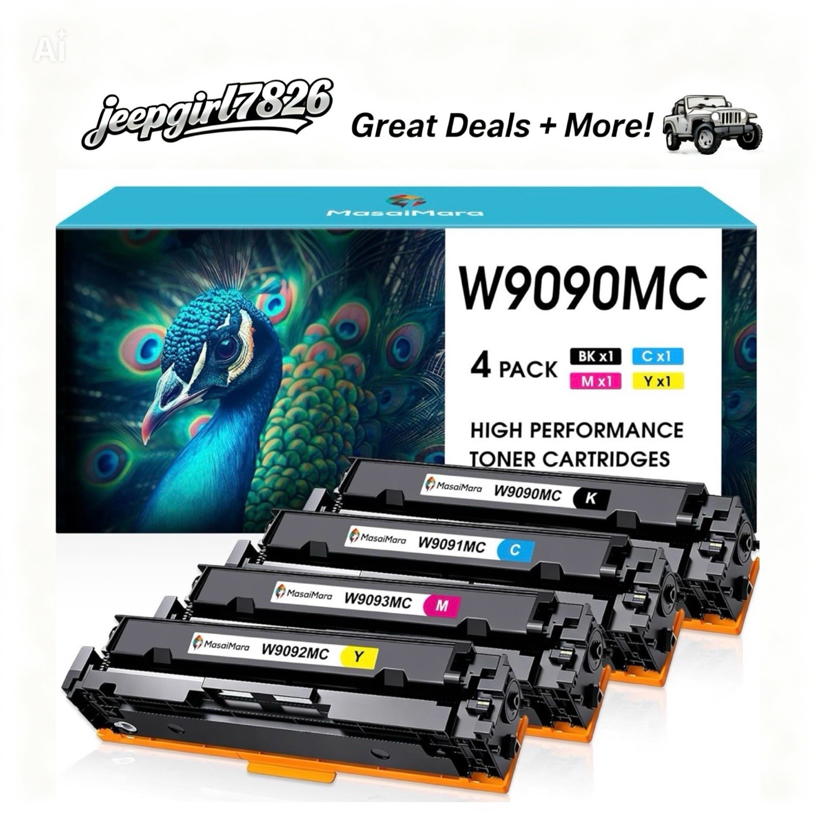 W9090 4 Pack With Chip W9090MC W9091MC W9092MC W9093MC Compatible Toner Set