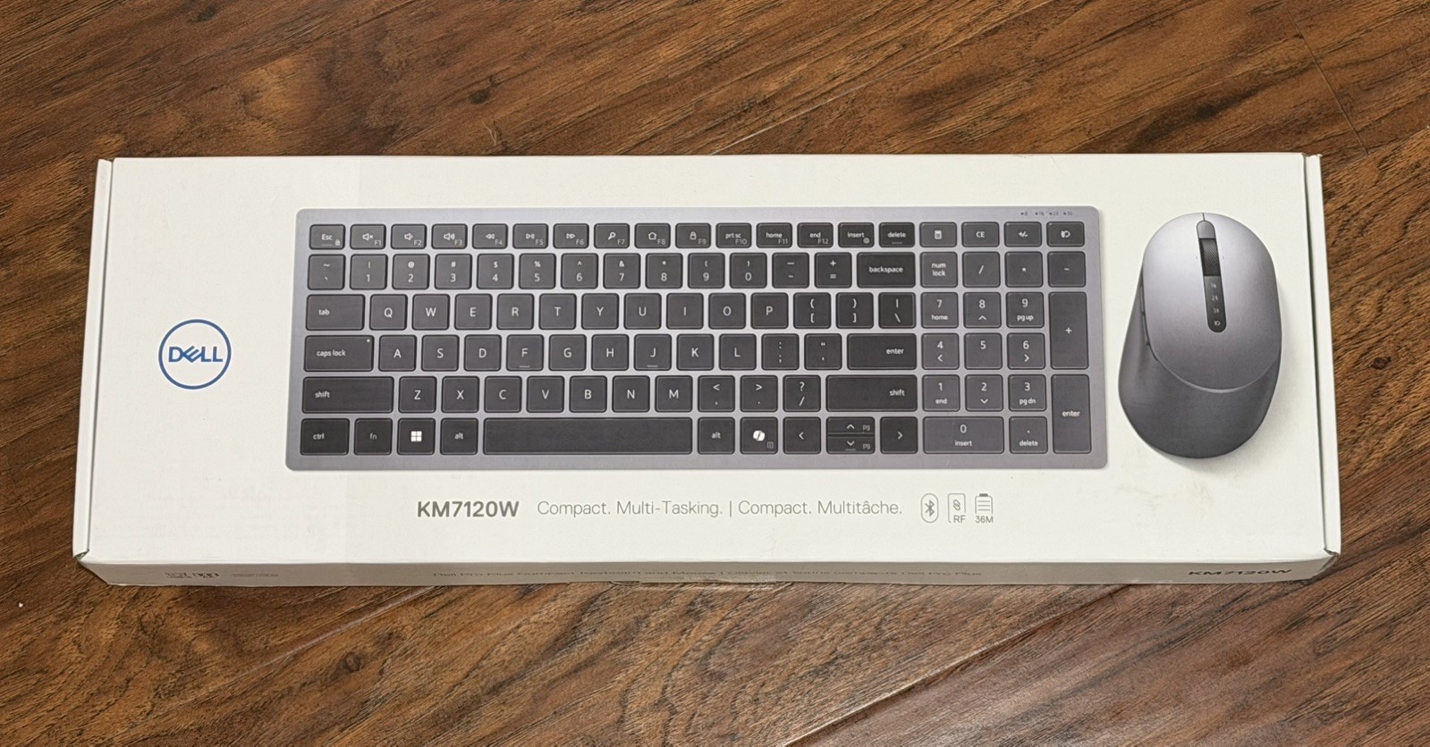 Dell Multi-Device Wireless Keyboard and Mouse Combo KM7120W-GY-US | New