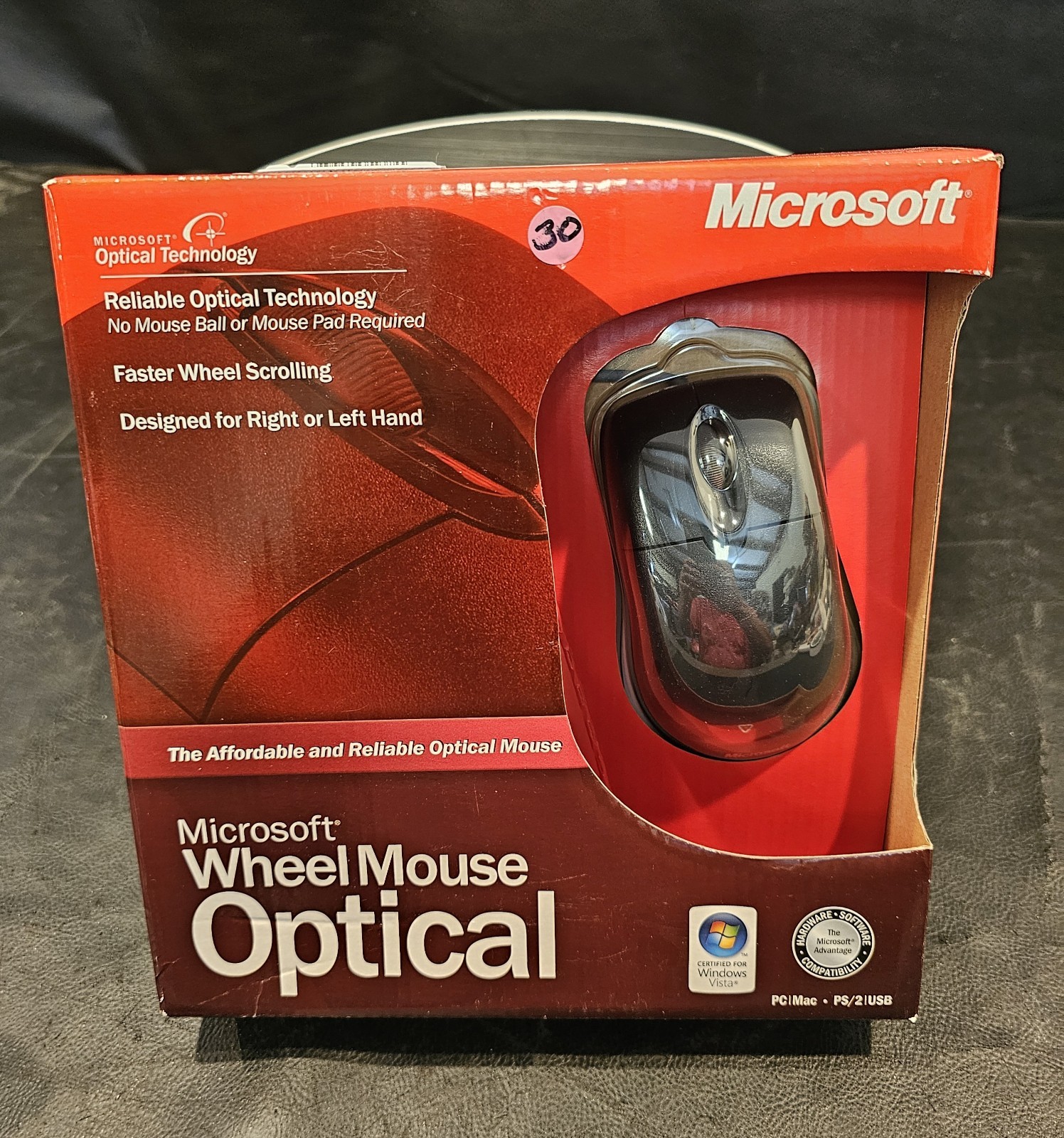 Microsoft Wheel Mouse Optical PC Mac Wired USB PS/2 Model X10-48807-03 Open Box
