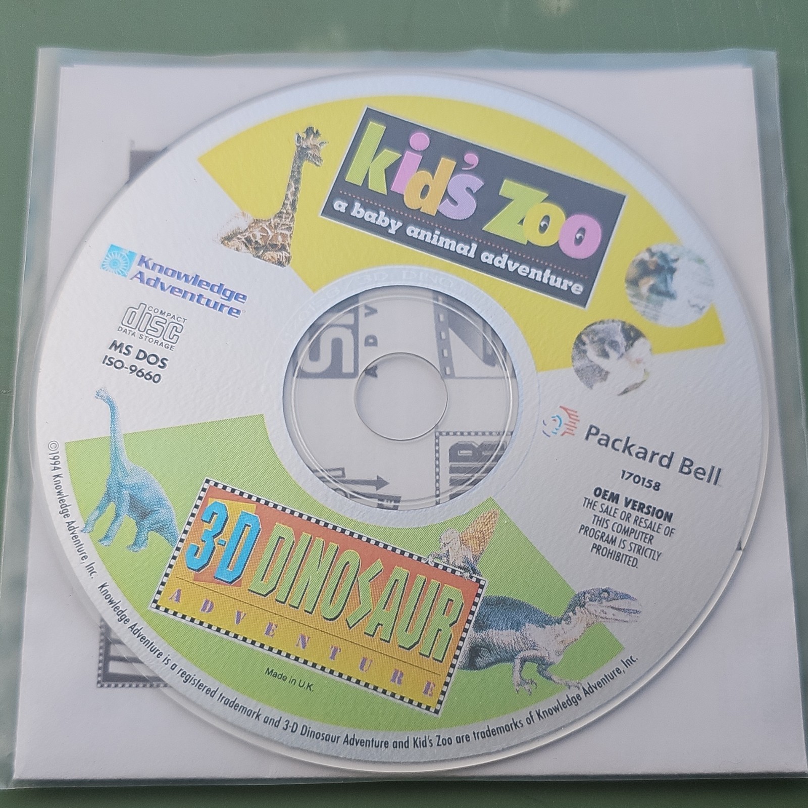 Knowledge Adventure Kid's Zoo + 3-D Dinosaur Adventure MS-DOS OEM CD-ROM