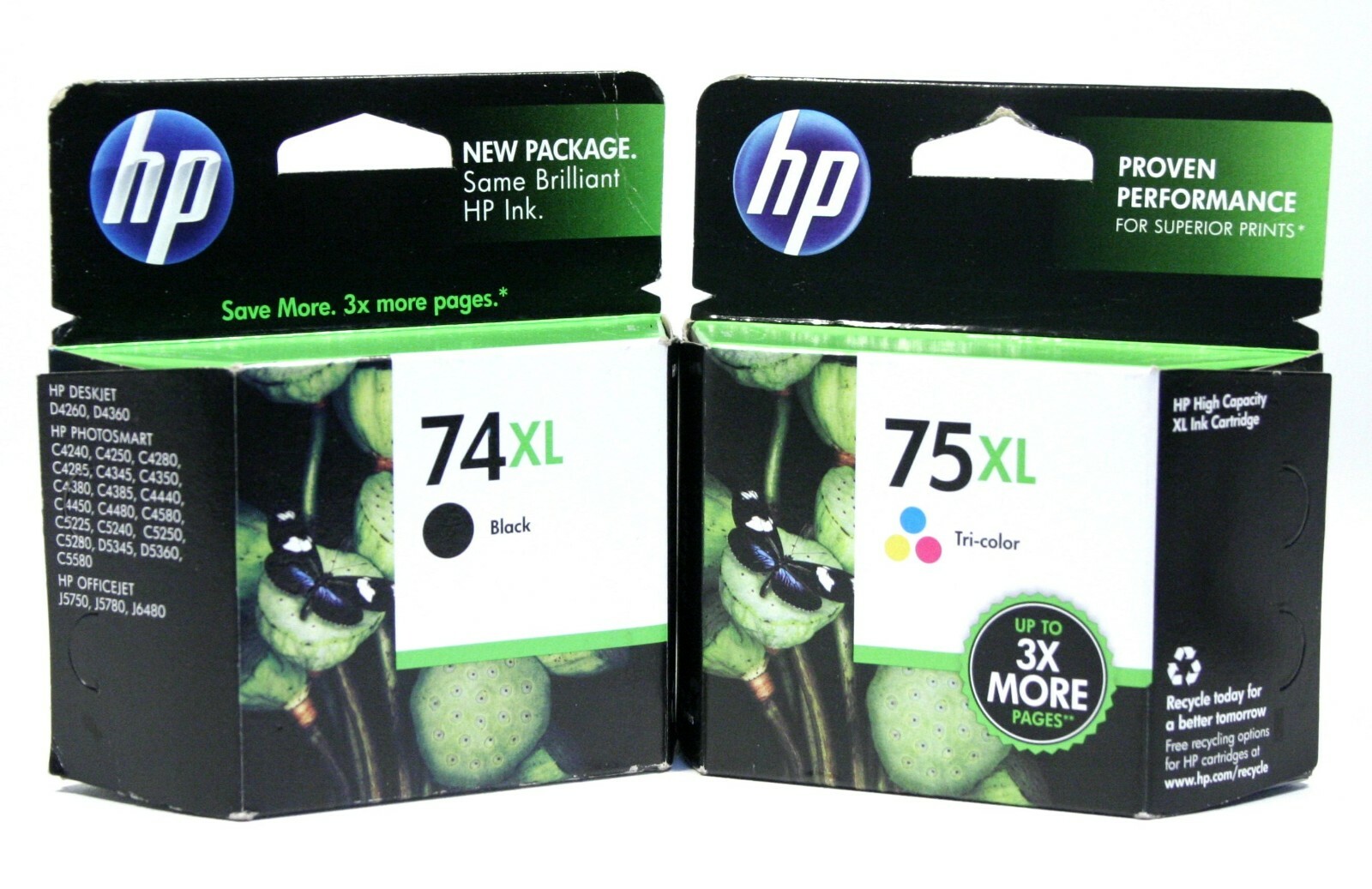 2PK Genuine HP 74XL HP 75XL Ink for Deskjet D4360 Officejet J5780 J6480 EXP DATE