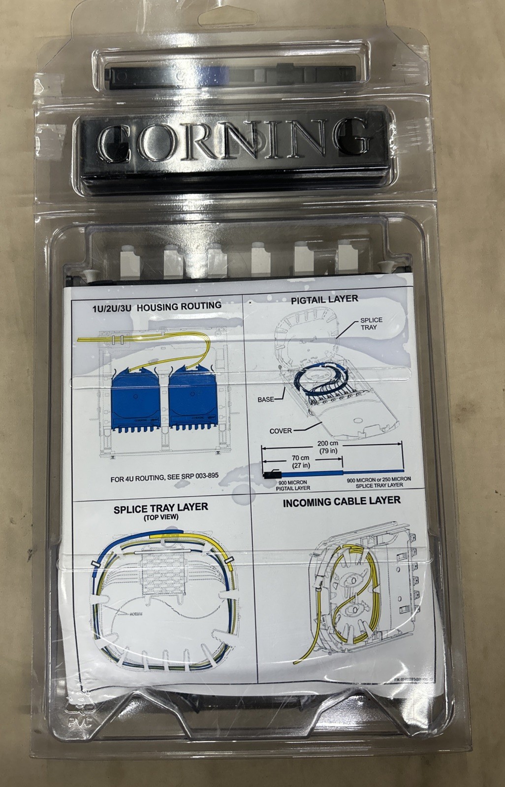 Corning CCH-CS12-A8-P00KE Pigtailed Splice Cassette, 12 F, LC Duplex OM1