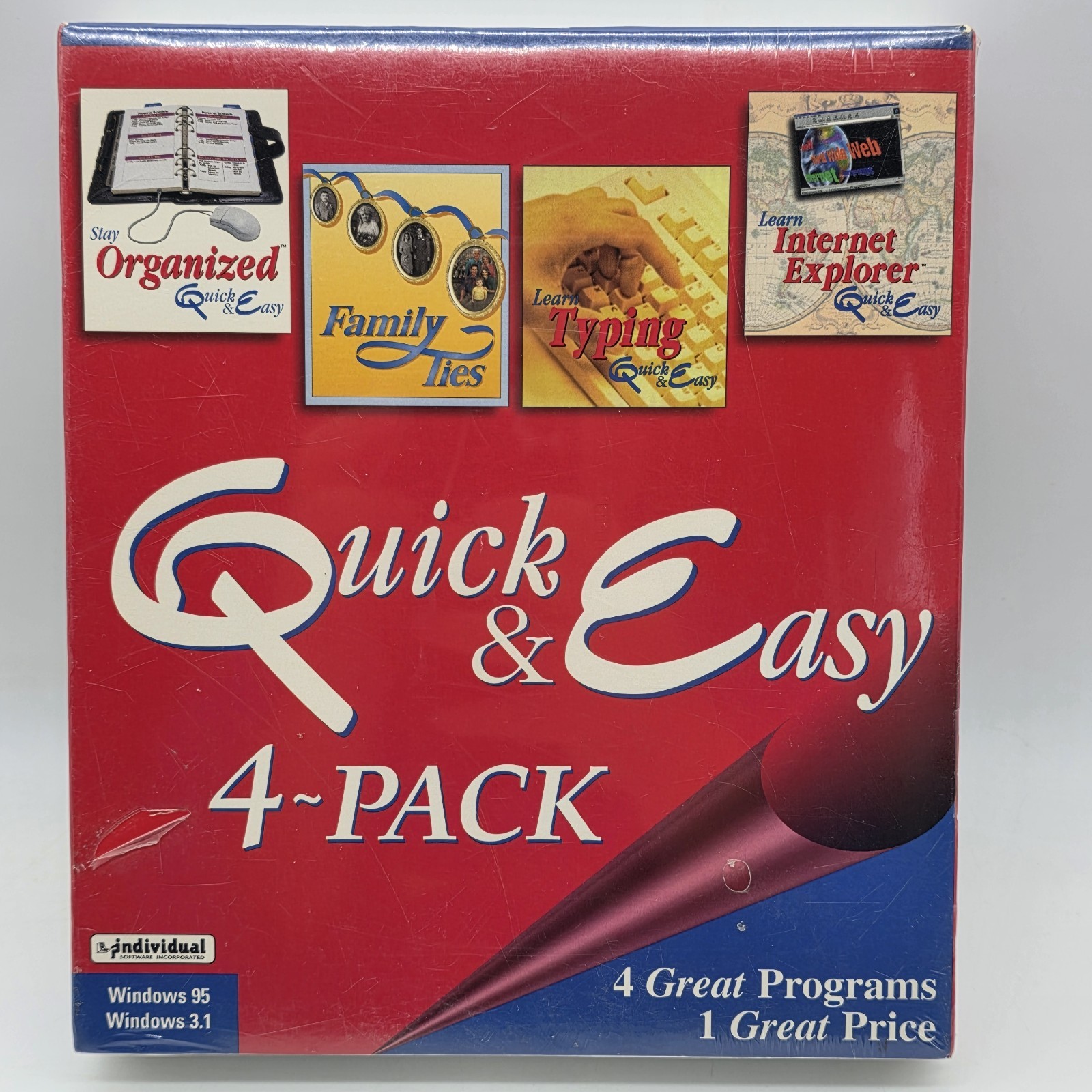Quick & Easy 4-Pack Family Ties Organized Typing Internet Explorer Vintage 1996
