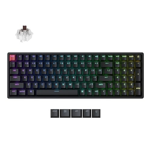 KEYCHRON K4 96% QMK WIRED WIRELESS SUPER BROWN SWITCH RGB BACKLIGHT BLACK