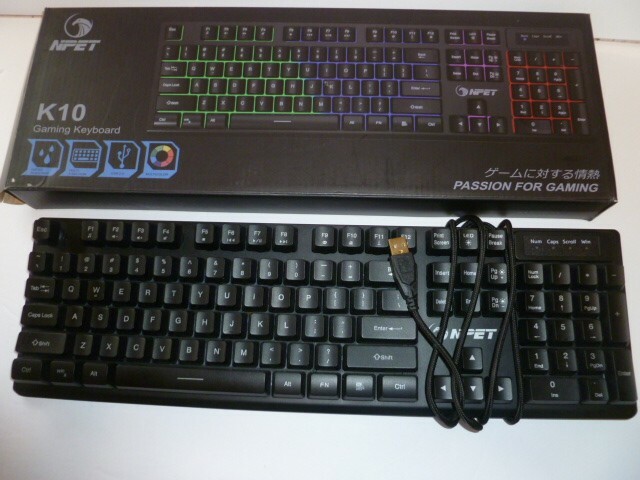 NPET K10 Gaming Wired Keyboard LED Backlit Mechanical Keyboard in box. Tested