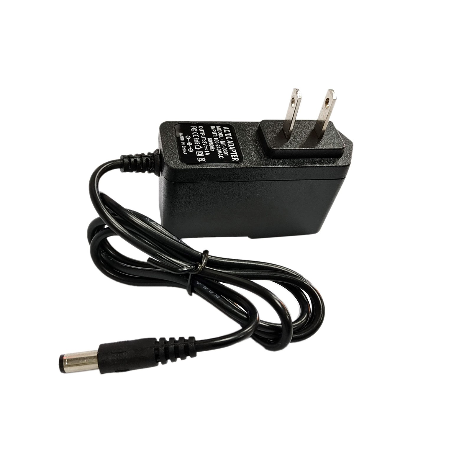 MTYTOT 3 Volt 1A DC Power Supply 3W Adapter 100-240V AC to 3 Black 