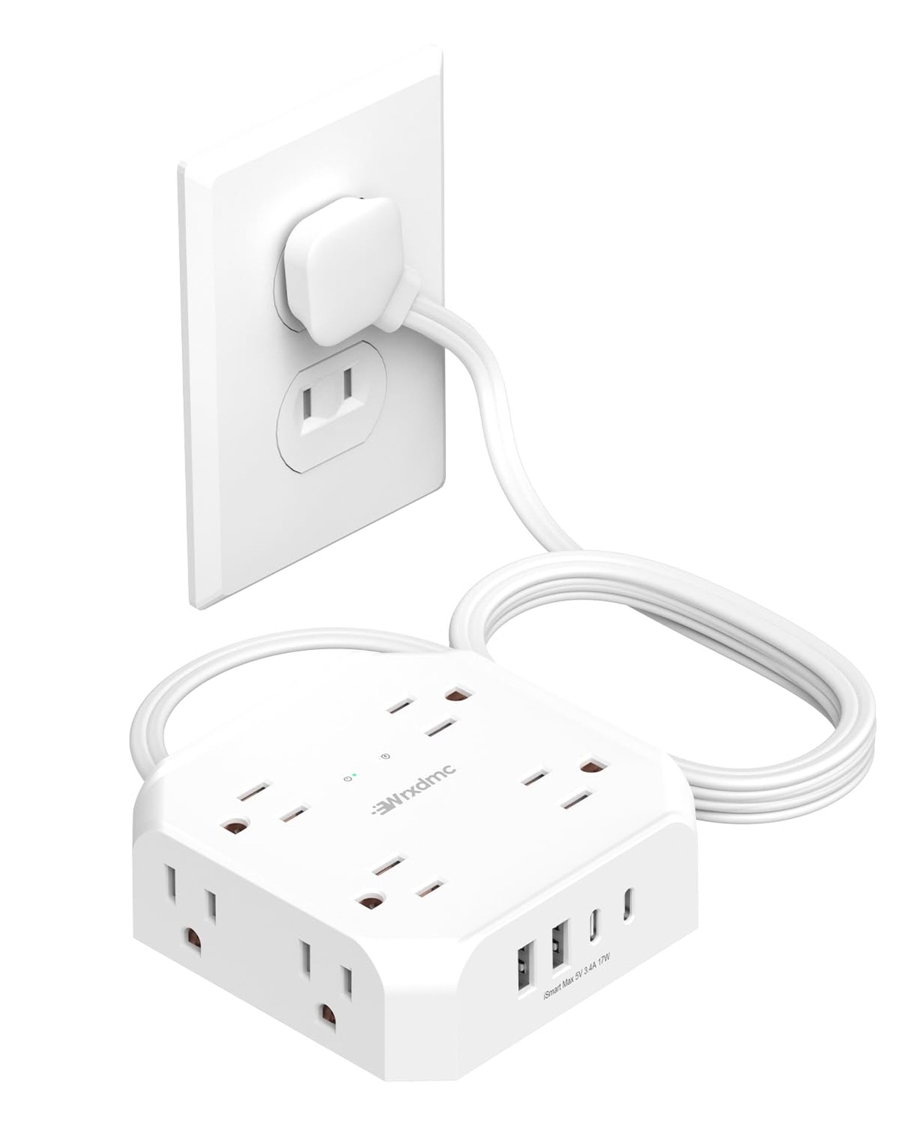 2 Prong Power Strip, WRXDMC 2 Prong to 3 Prong Outlet Adapter, 1400... Fast Ship