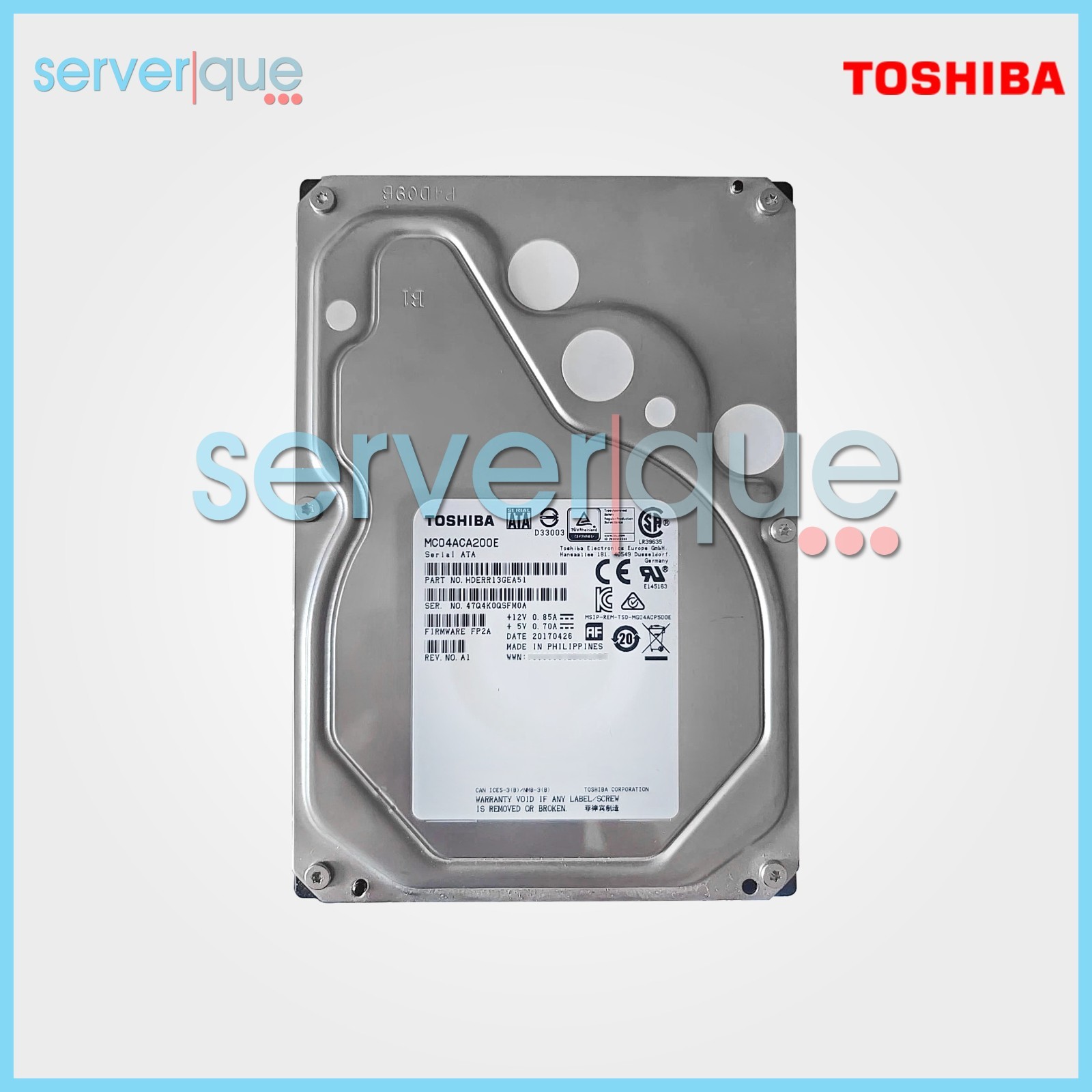 MC04ACA200E Toshiba MC04ACA 2TB 6Gbps 7.2K SATA 128MB 3.5" Hard Drive "0 Hours"