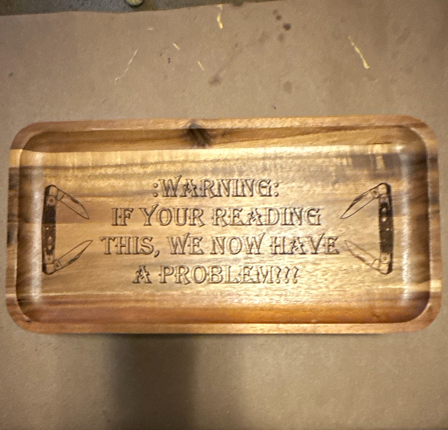 Wood EDC tray, holds everything you carry each day. Custom engraved