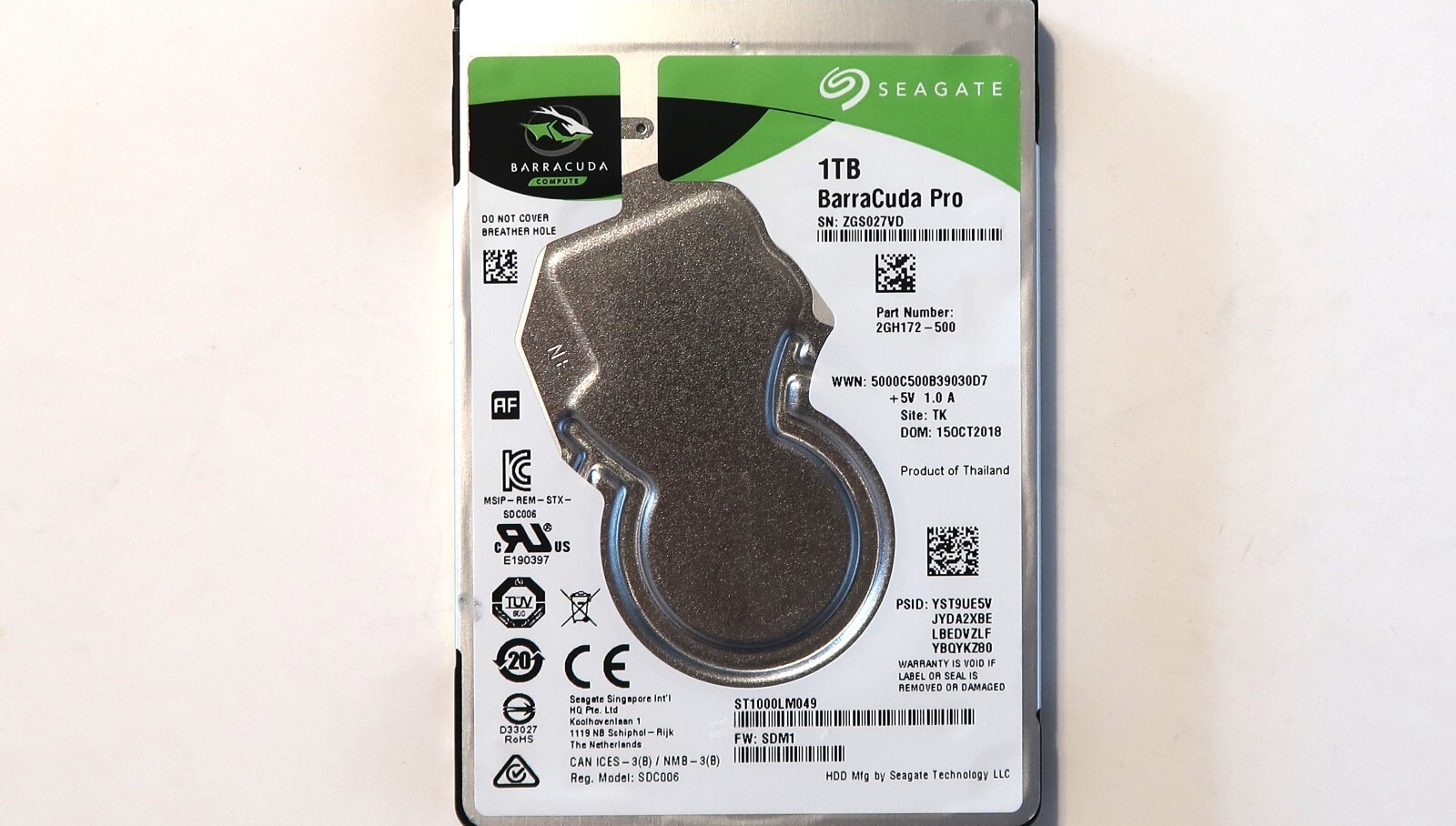 Seagate ST1000LM049 2GH172-500 SDM1 TK Thailand (ZGS0) 2.5" 1TB Sata 15OCT2018