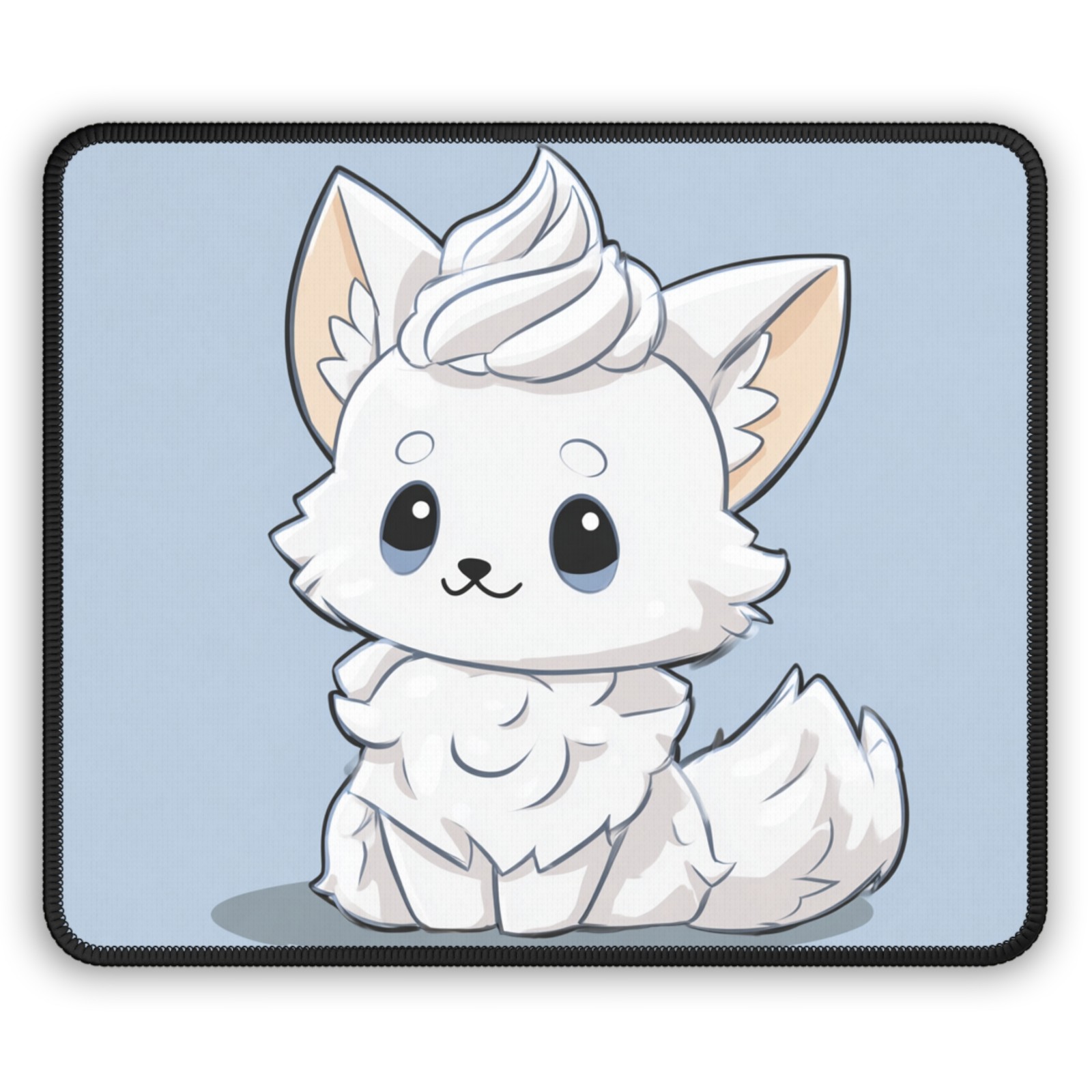 Chibi Arctic Fox Gaming Mouse Pad | Cute White Fox Desk Mat