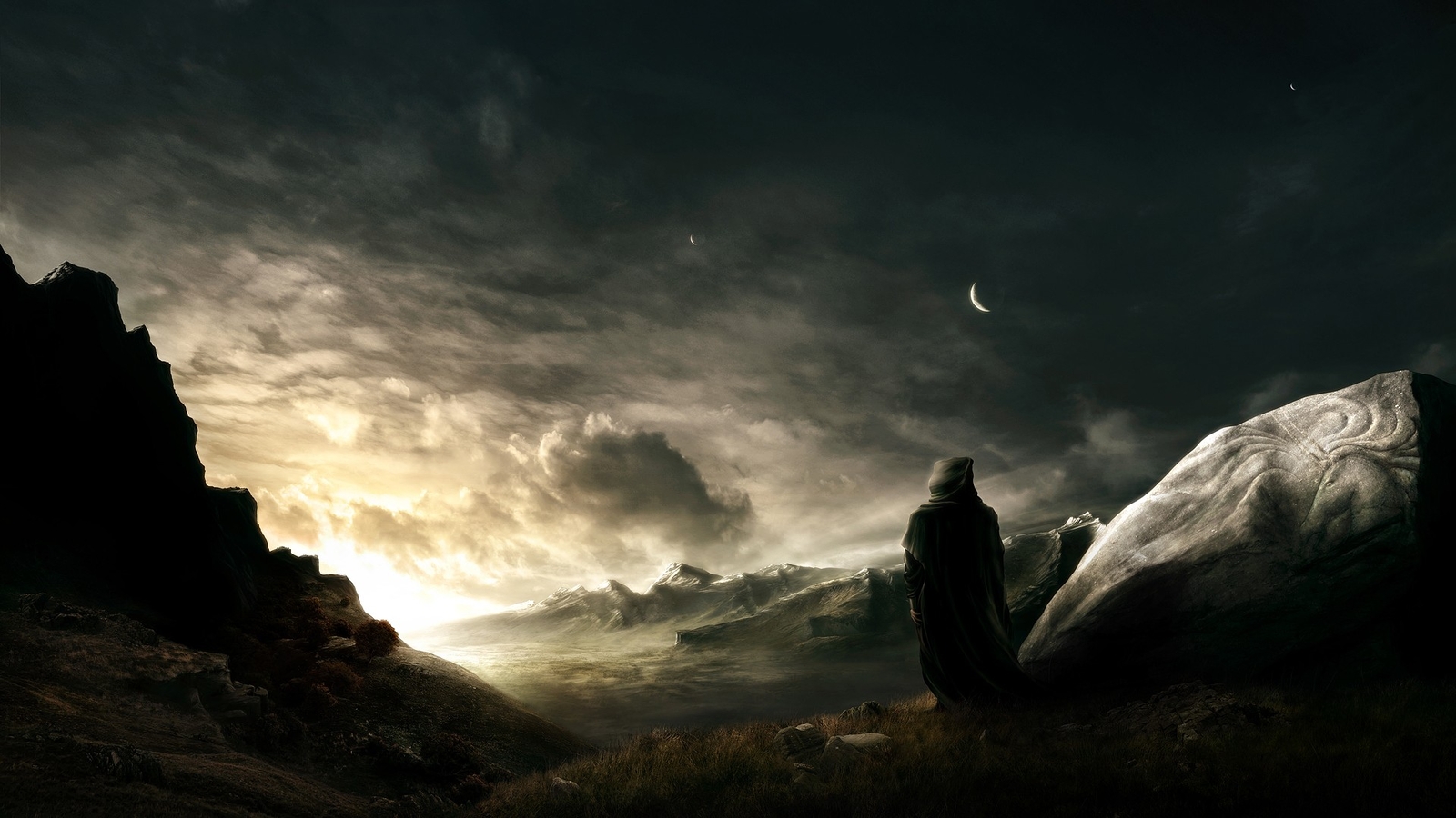 Landscape  dark souls fantasy art moon Custom Gaming Mat Desk