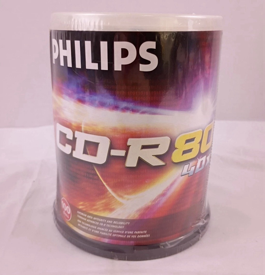 Philips CD-R 80 Min 700MB 40x Recordable Blank Discs 100 Pack New and Sealed