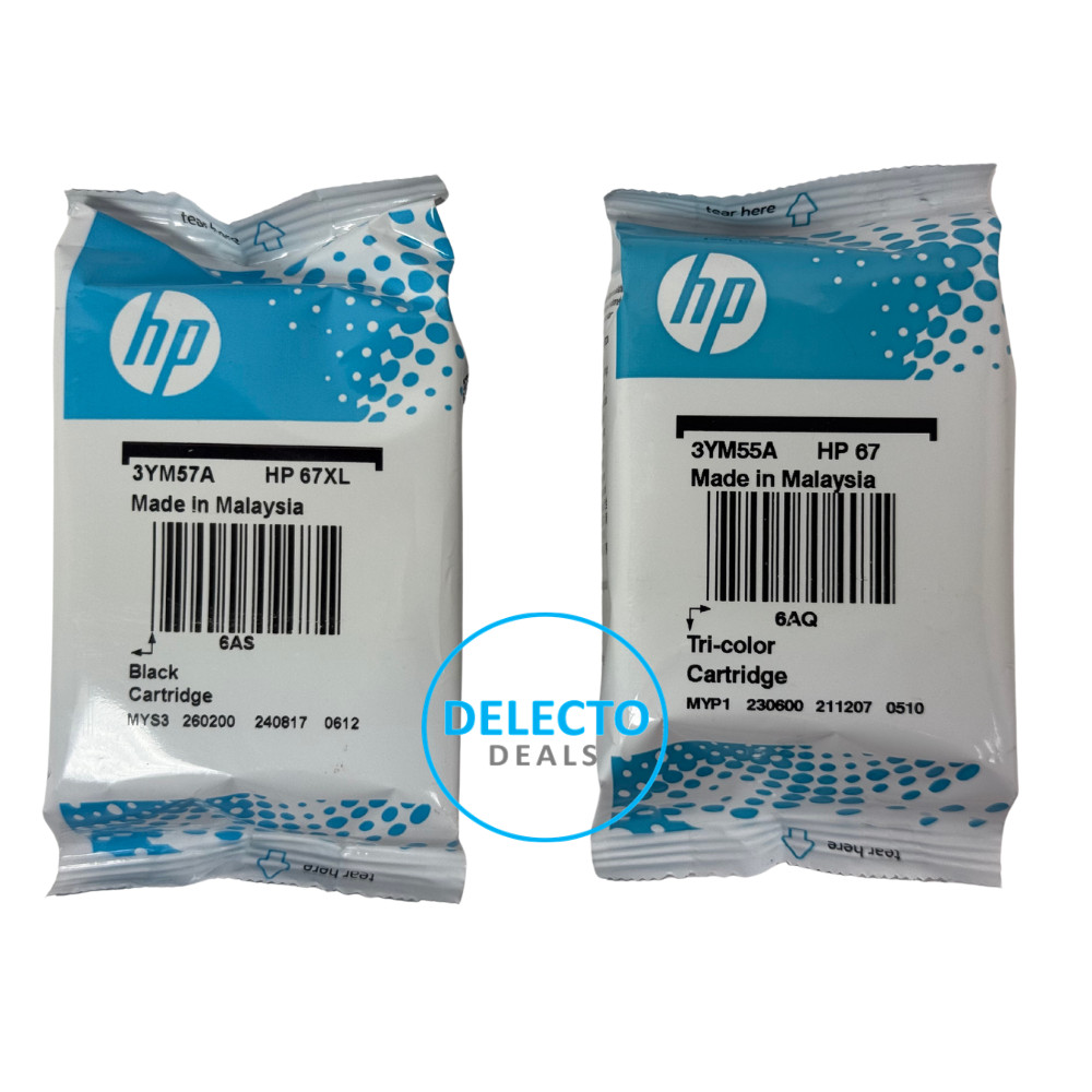 GENUINE 2-Pack HP 67XL Black & 67 Tri-Color ink cartridge 3YP30AN NO Box