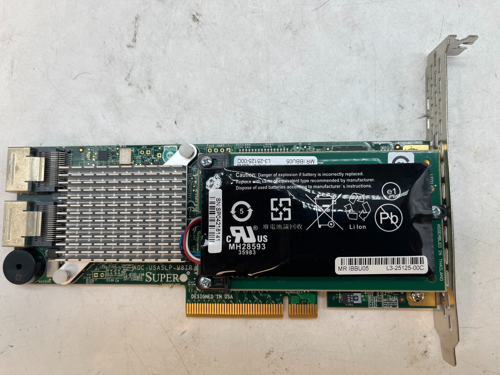 Supermicro AOC-USASLP-H8iR 8-Port SAS/SATA RAID Controller Card w/BBU - Free S/H