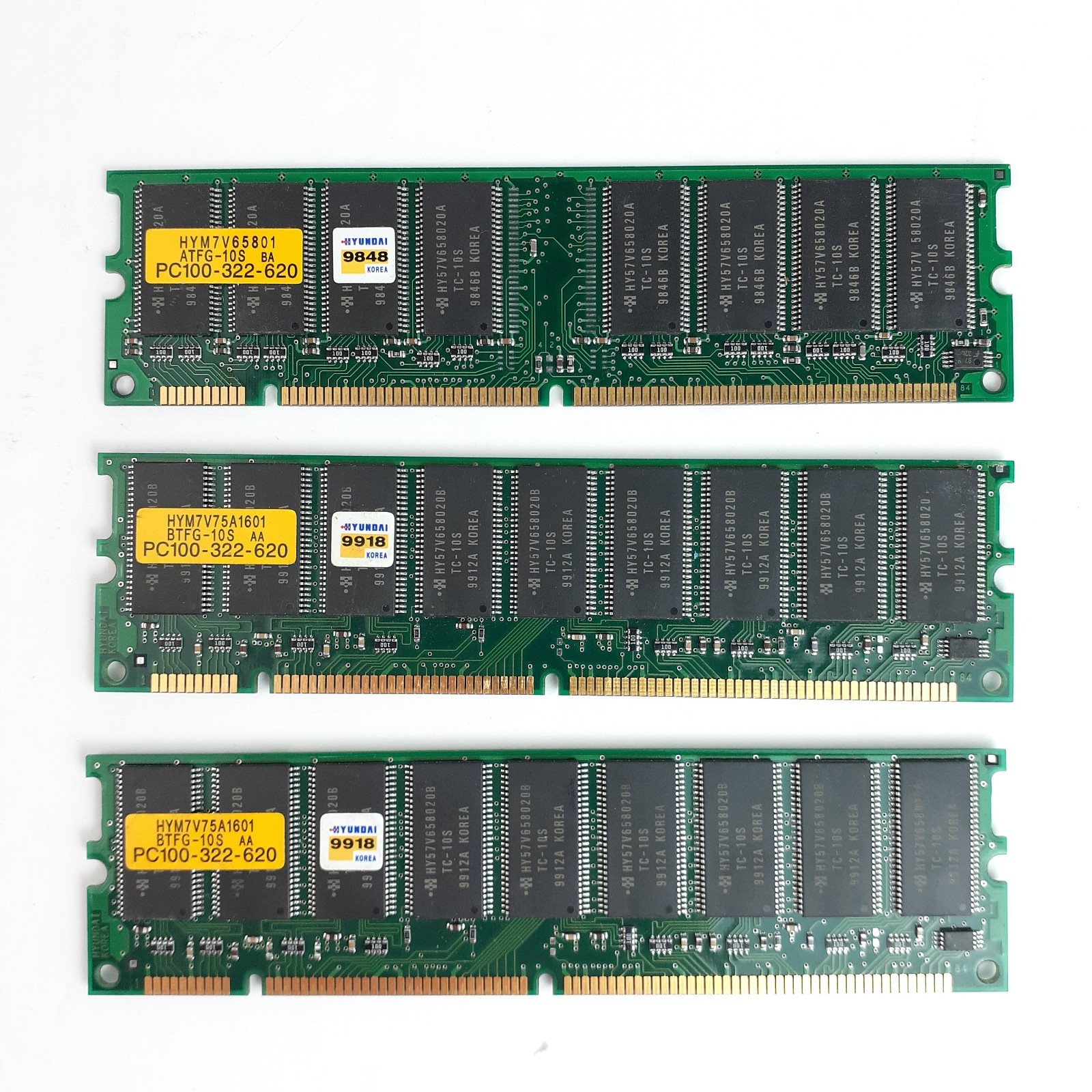 Mixed Lot of 3 Hyundai PC100-322-620 RAM 64MB 128MB SDRAM 100MHz TESTED