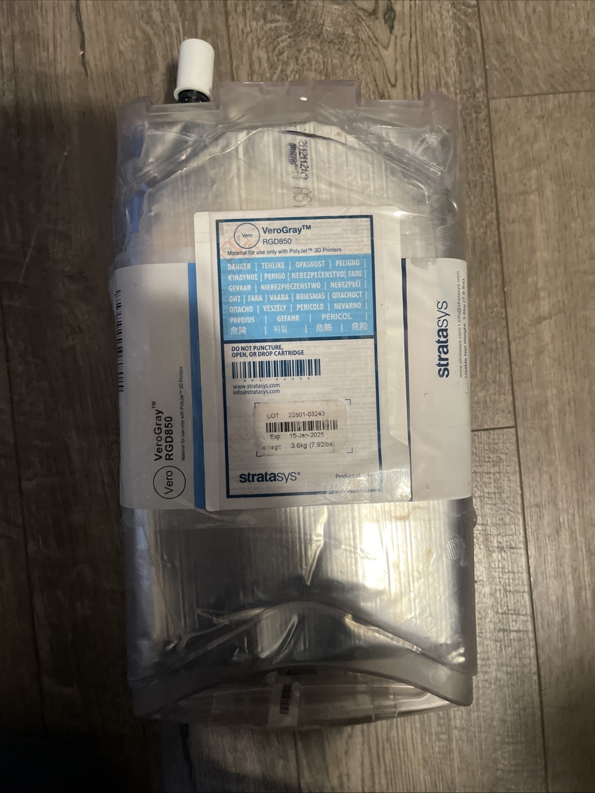 Stratasys Vero Gray Resin, RGD850 - 3.6kg (Connex, Eden, J7, Objet)