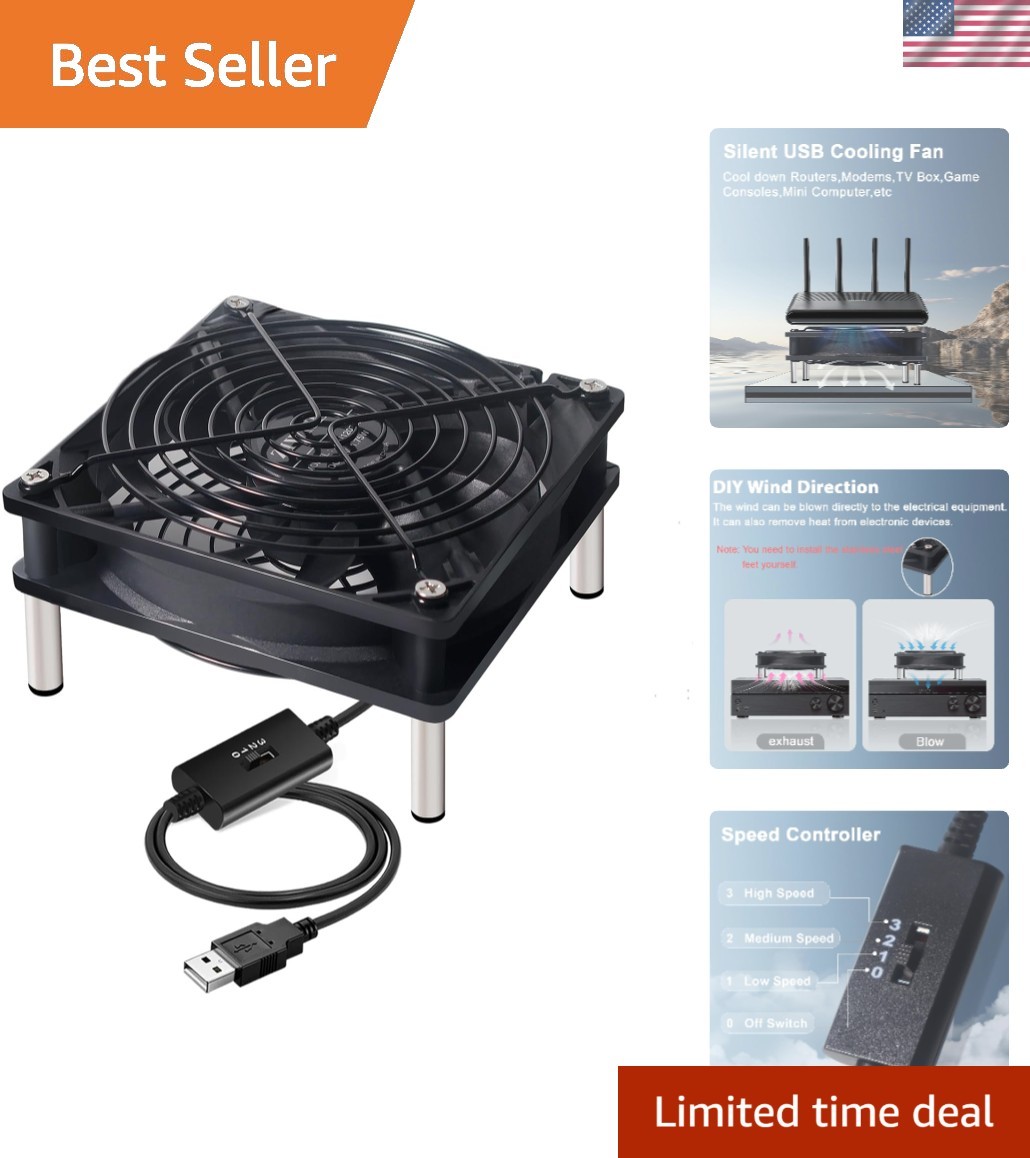 Whisper-Quiet USB Fan with Adjustable Speed - Perfect for TV Boxes & PCs