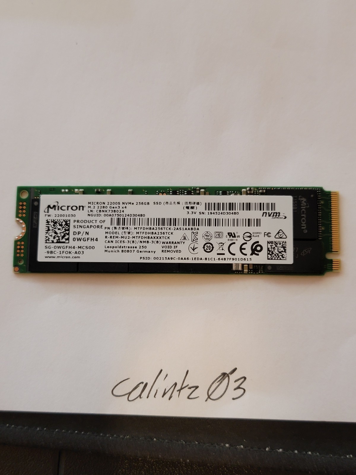 MICRON 2200S 256GB NVMe SSD (MTFDHBA256TCK-2AS1AABDA) - TESTED - 71%