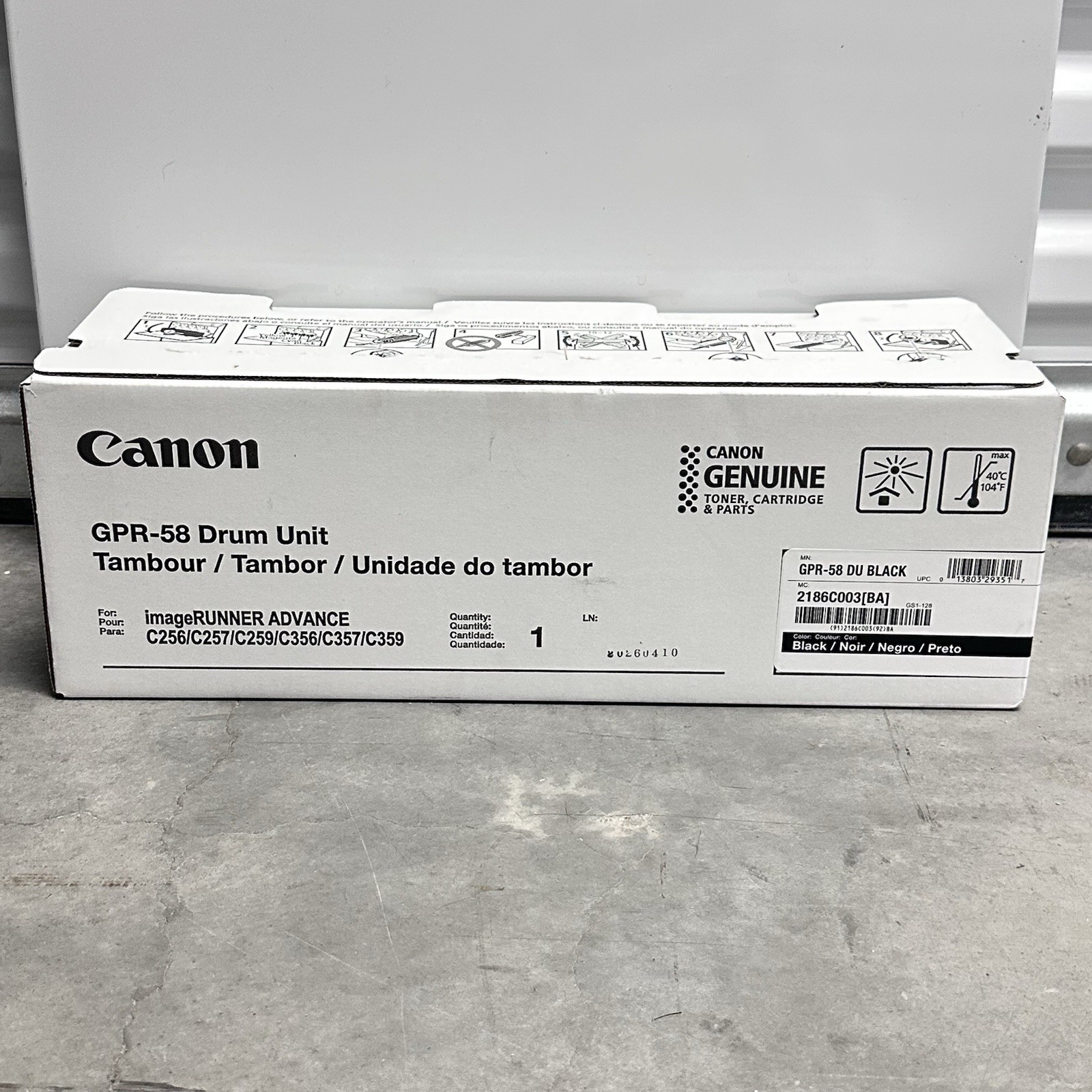 Genuine Canon GPR-58 Black Drum Unit 2186C003BA - For Parts or Repair