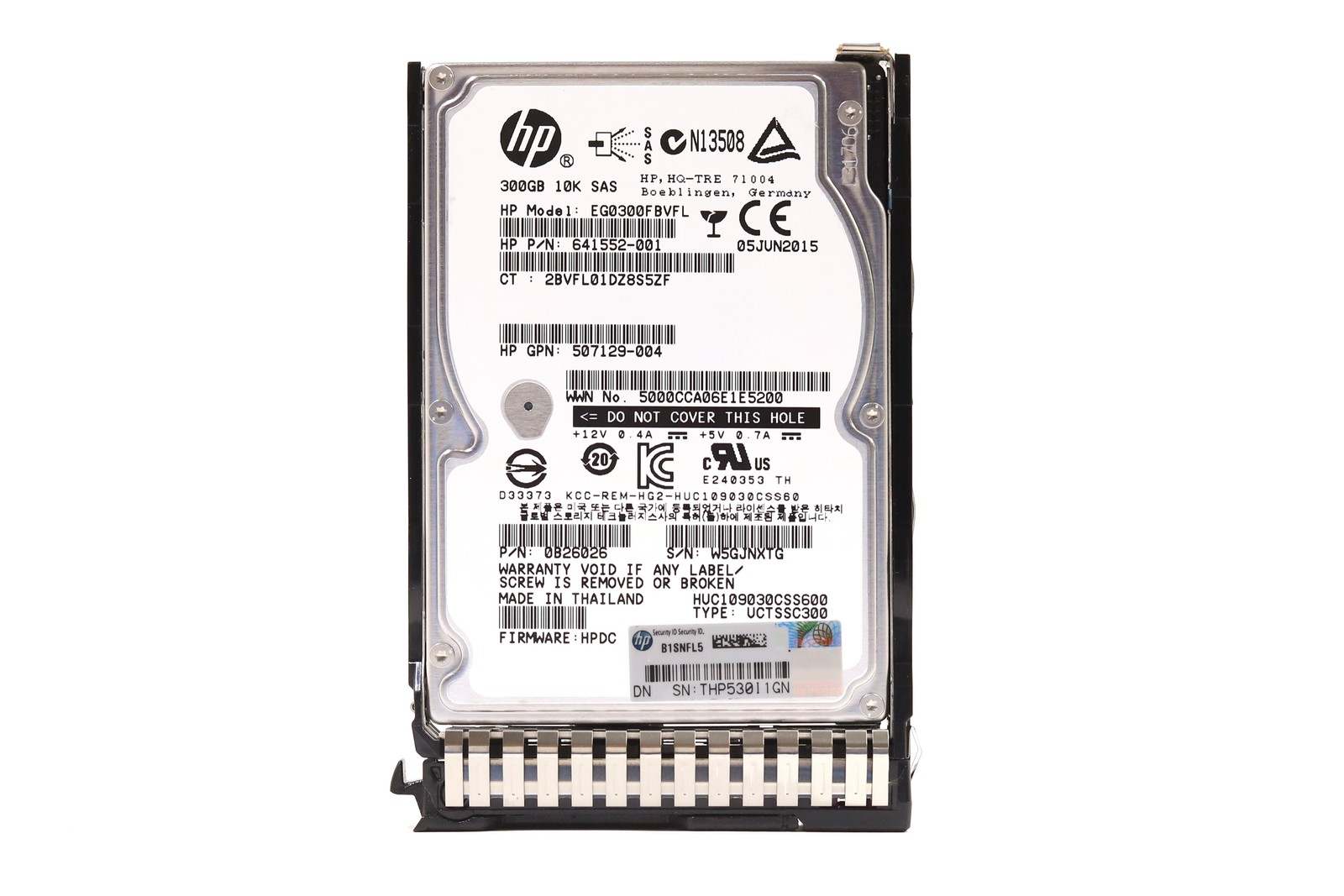 HP EG0300FBVFL 300GB 2.5" 6Gb/s 10K RPM SAS Hard Drive W/Caddy P/N: 507129-004