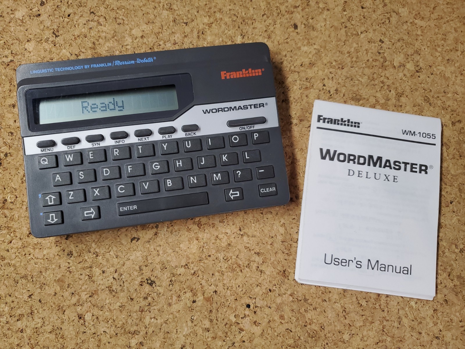 Franklin Wordmaster Deluxe WM-1055 Electronic Thesaurus Manual Tested Works Vtg