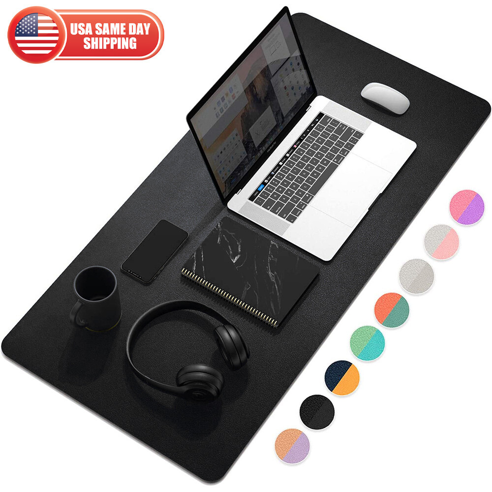 Large Leather Dual Sided Desk Pad Non-Slip Mouse Pad Office Home Writing Mat