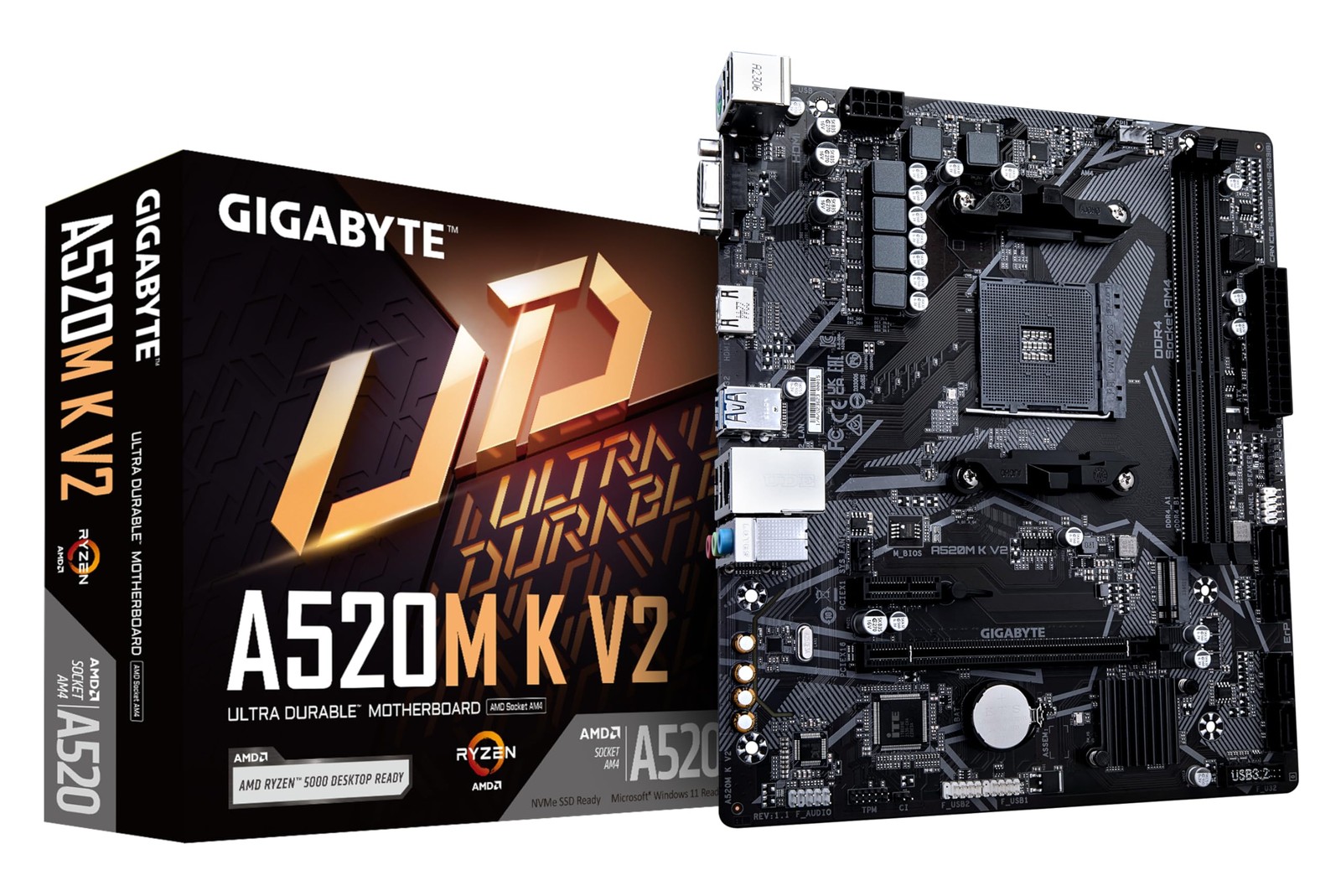 Gigabyte A520M K V2 Motherboard AMD A520 AM4 MATX DDR4 Black Rev 1.0