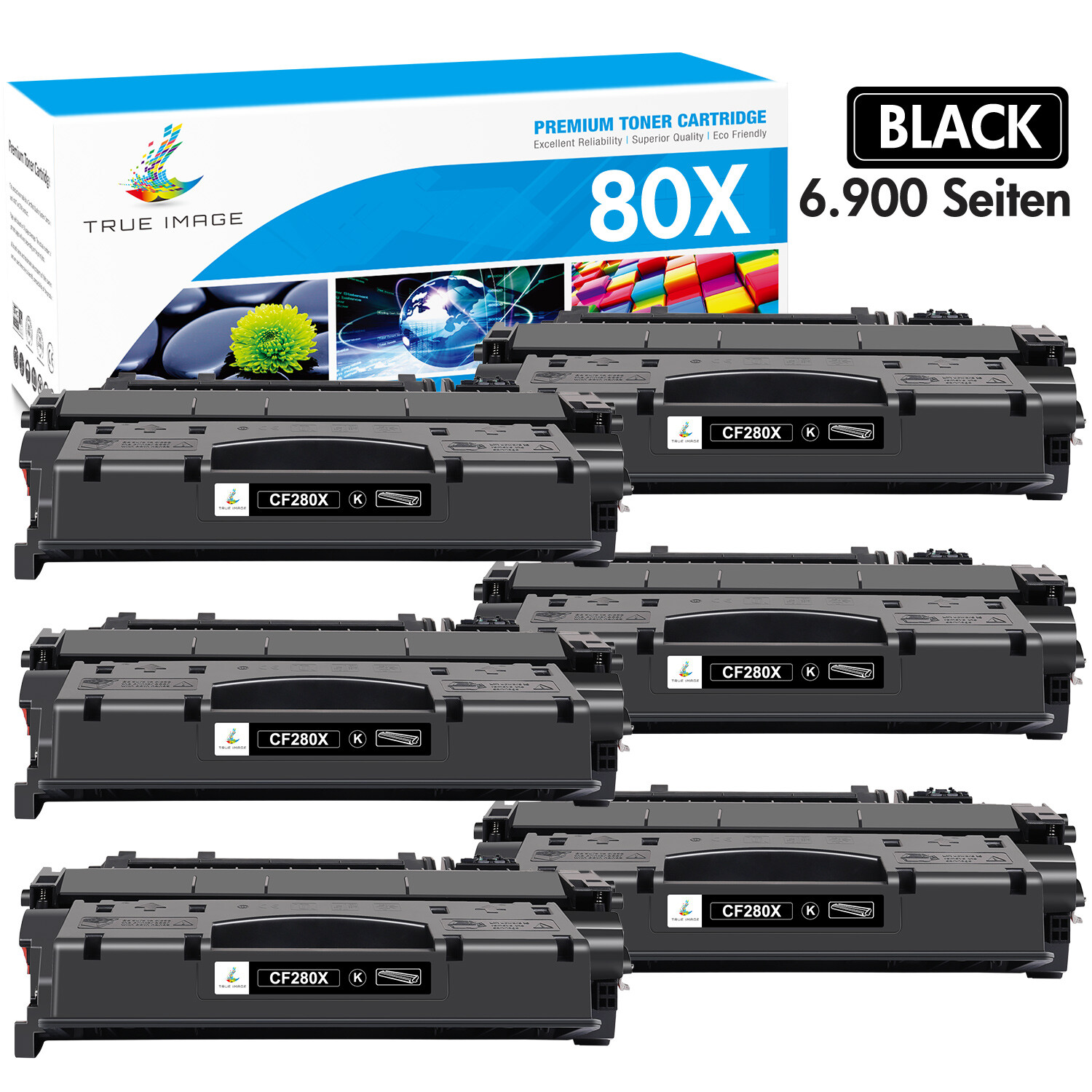 6 Pack CF280X High Yield BK Toner For HP LaserJet Pro 400 M401dn M401dw M401dne